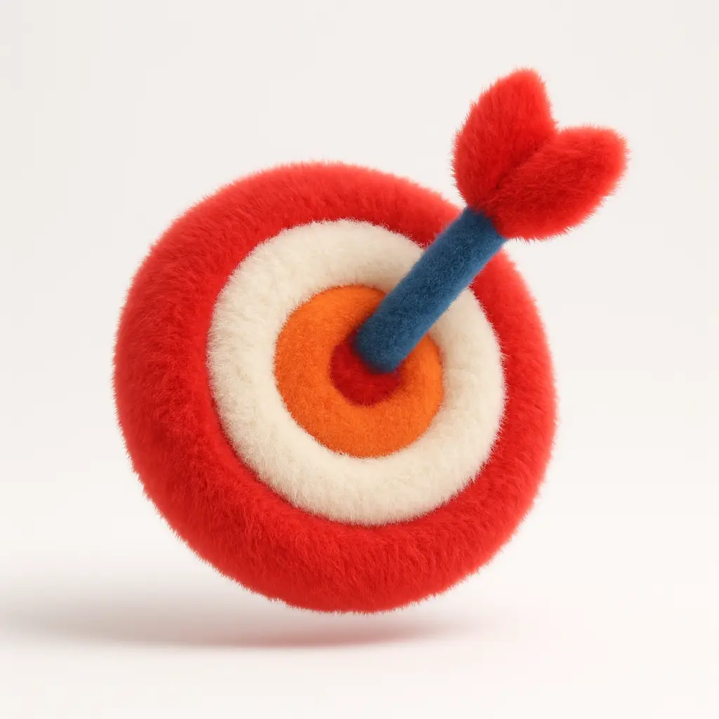 Fluffy target icon 3D rendering