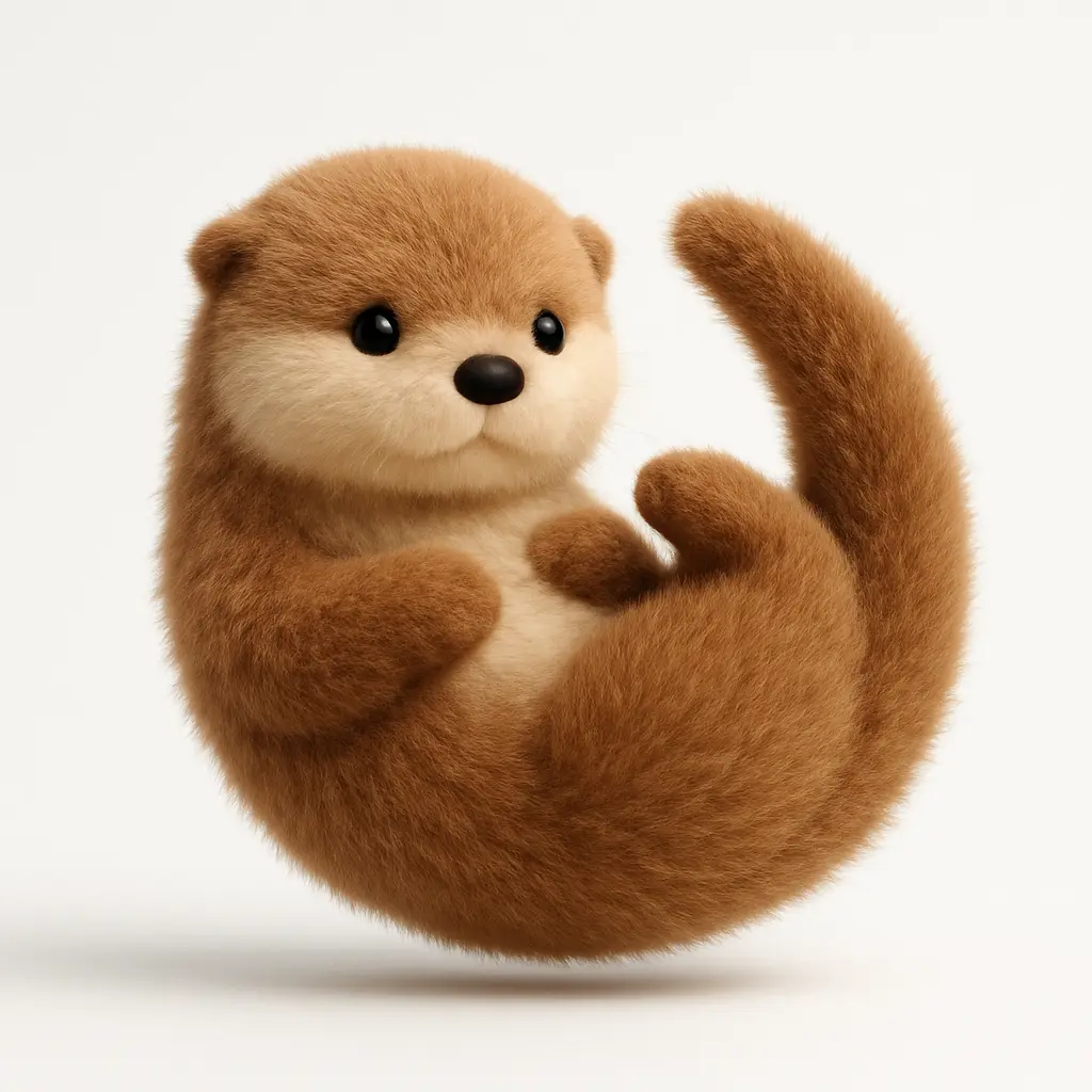 3D fluffy otter icon template