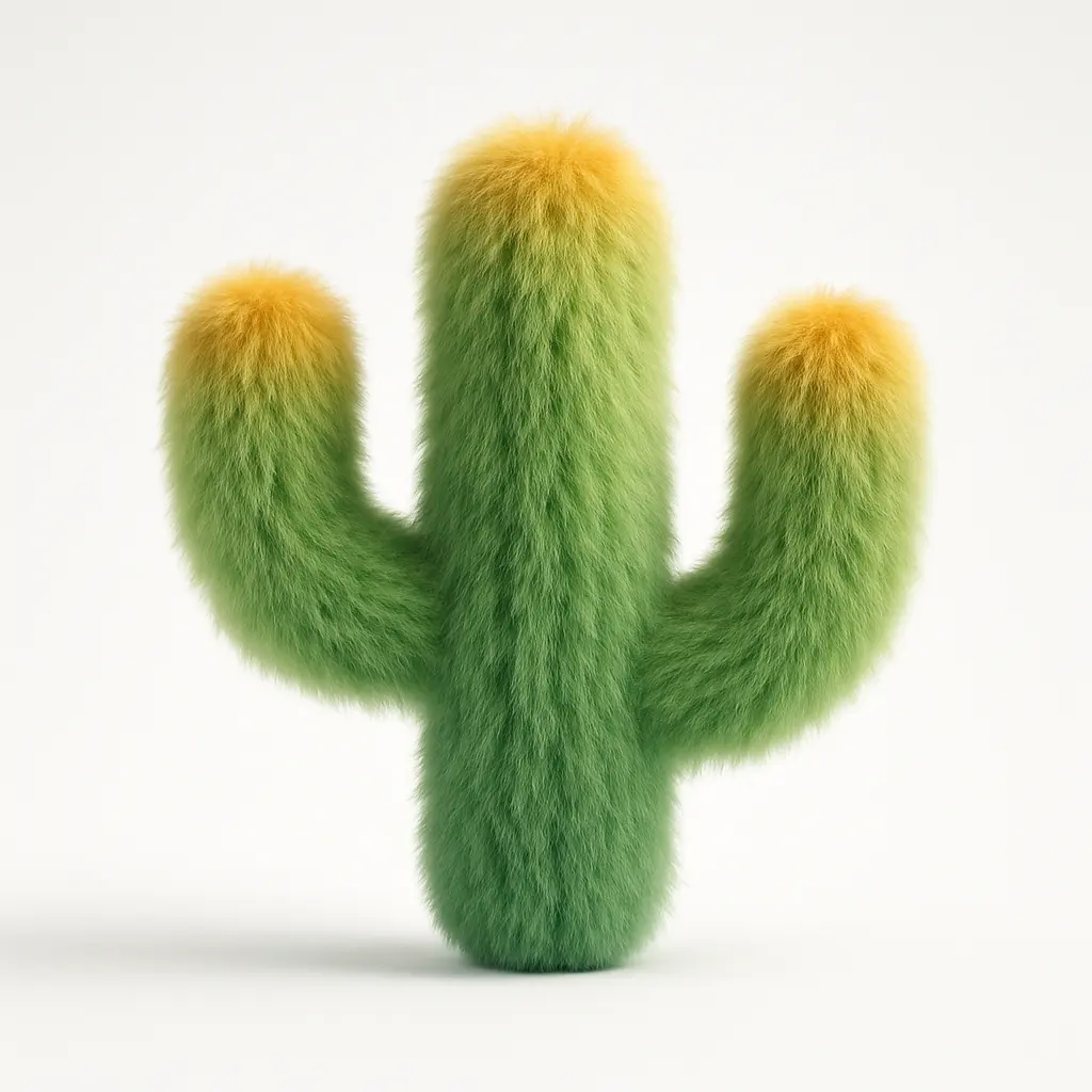 Fluffy cactus icon in 3D