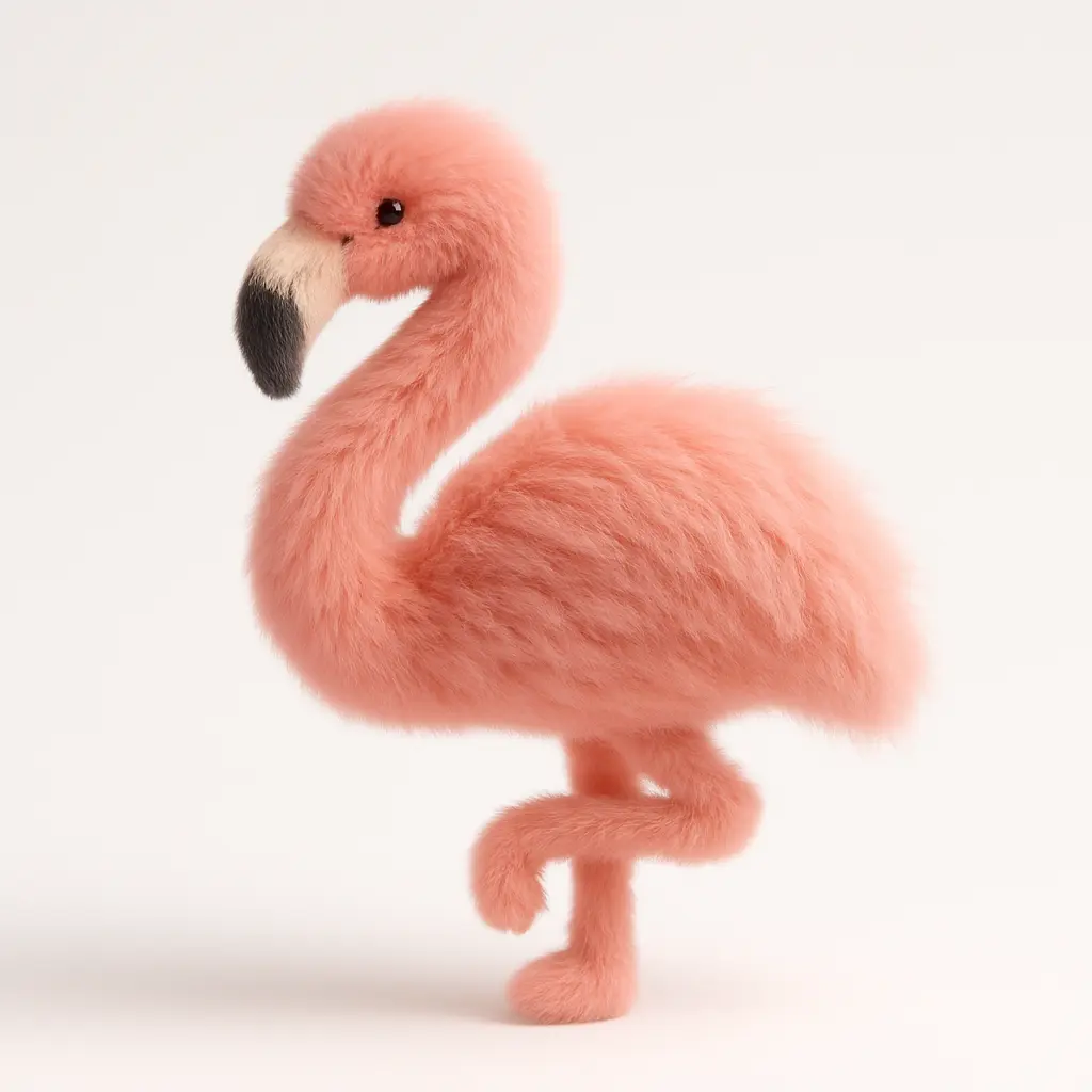 3D fluffy flamingo icon template