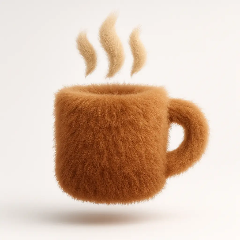 Fluffy coffee cup icon with 3D touch