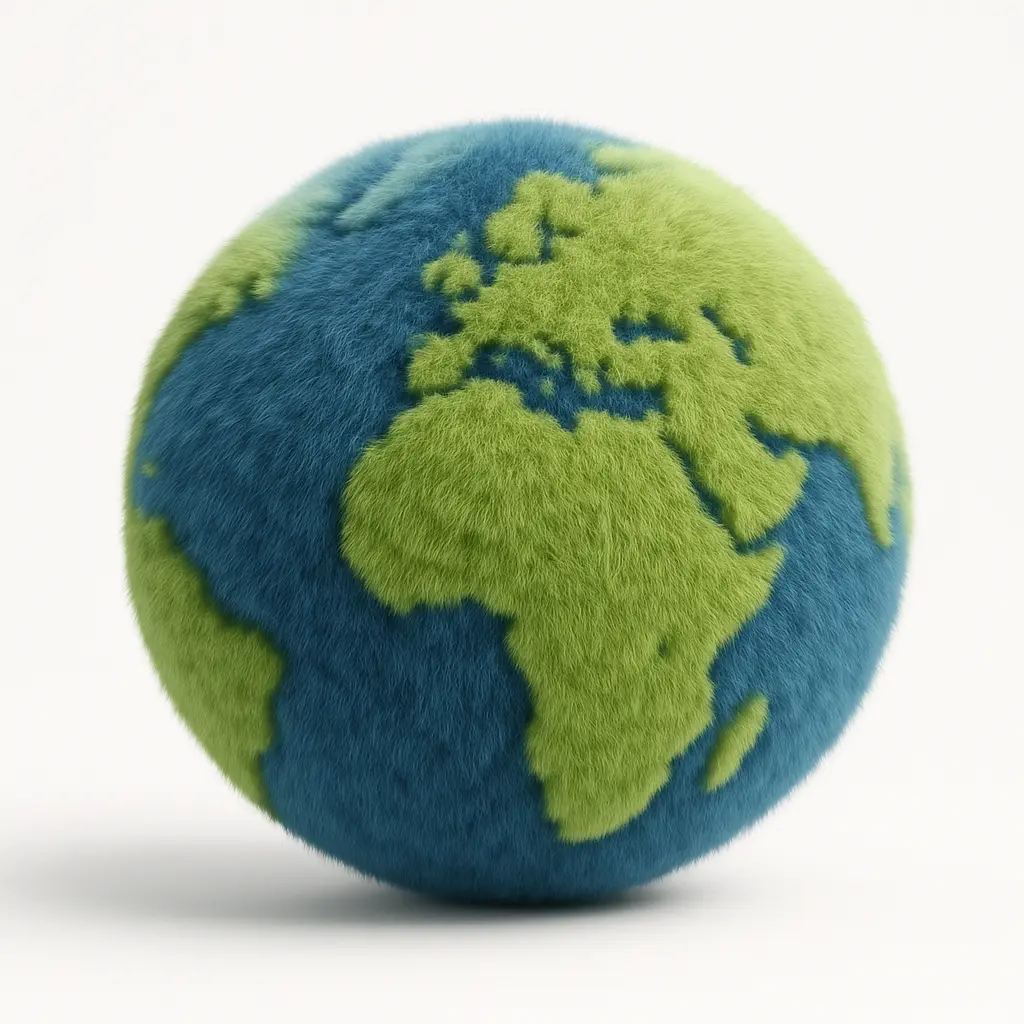 Fluffy globe icon with 3D design