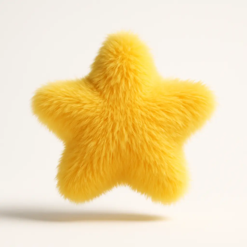Fluffy star icon rendered in 3D