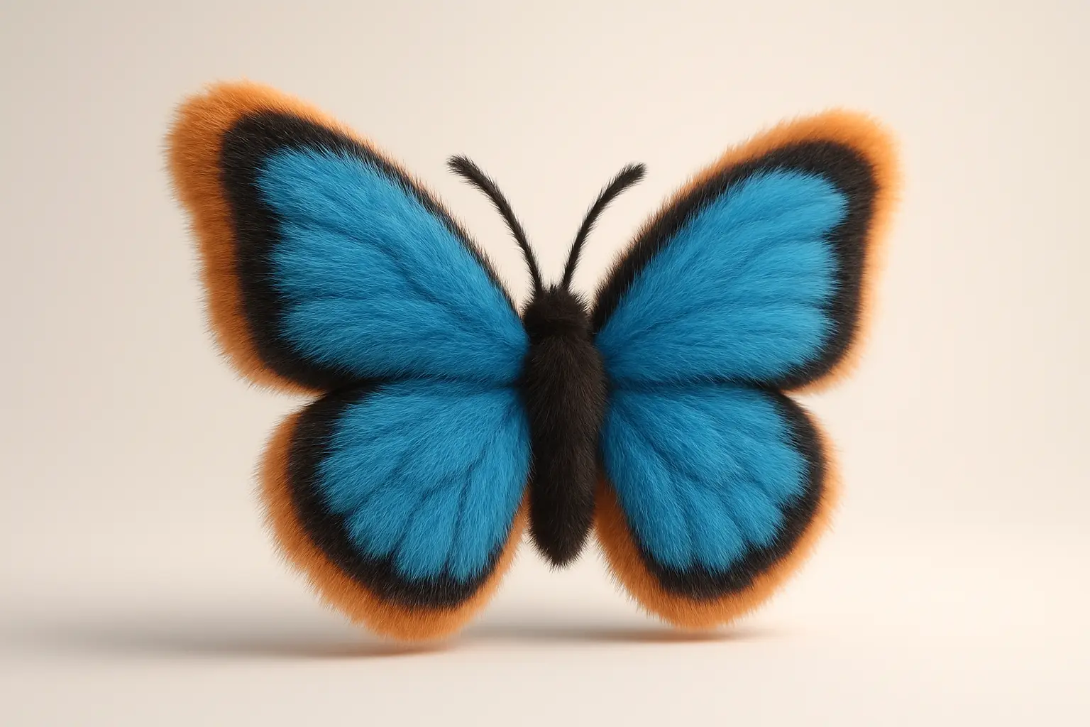 Fluffy butterfly icon with 3D effect