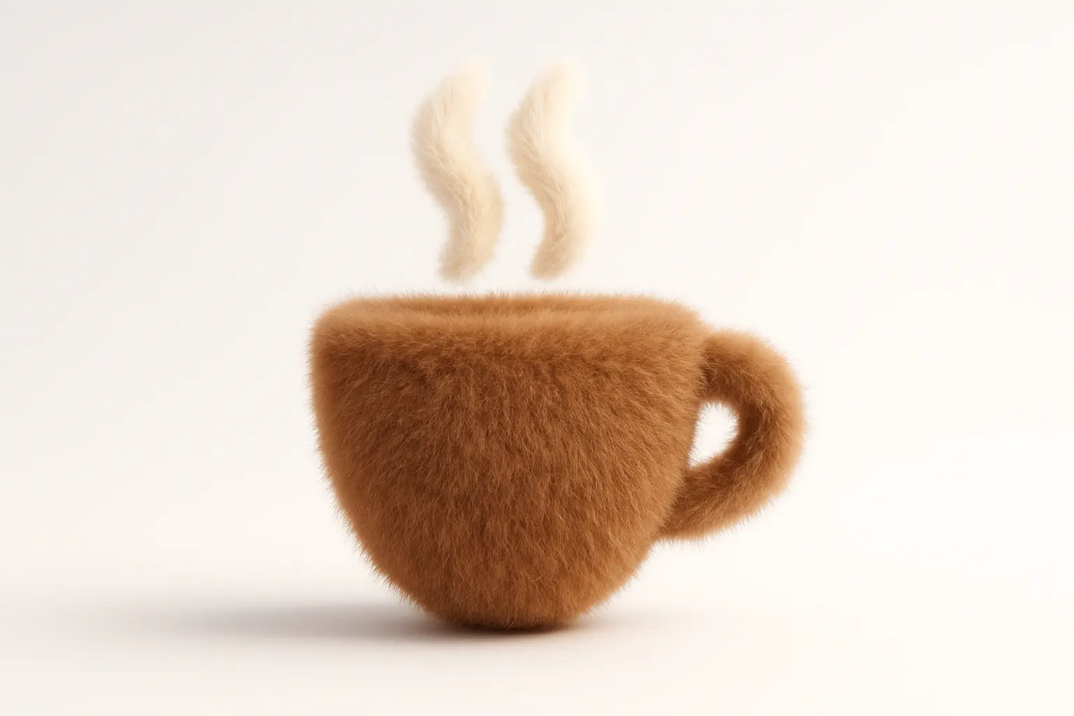 Fluffy coffee cup icon with 3D touch