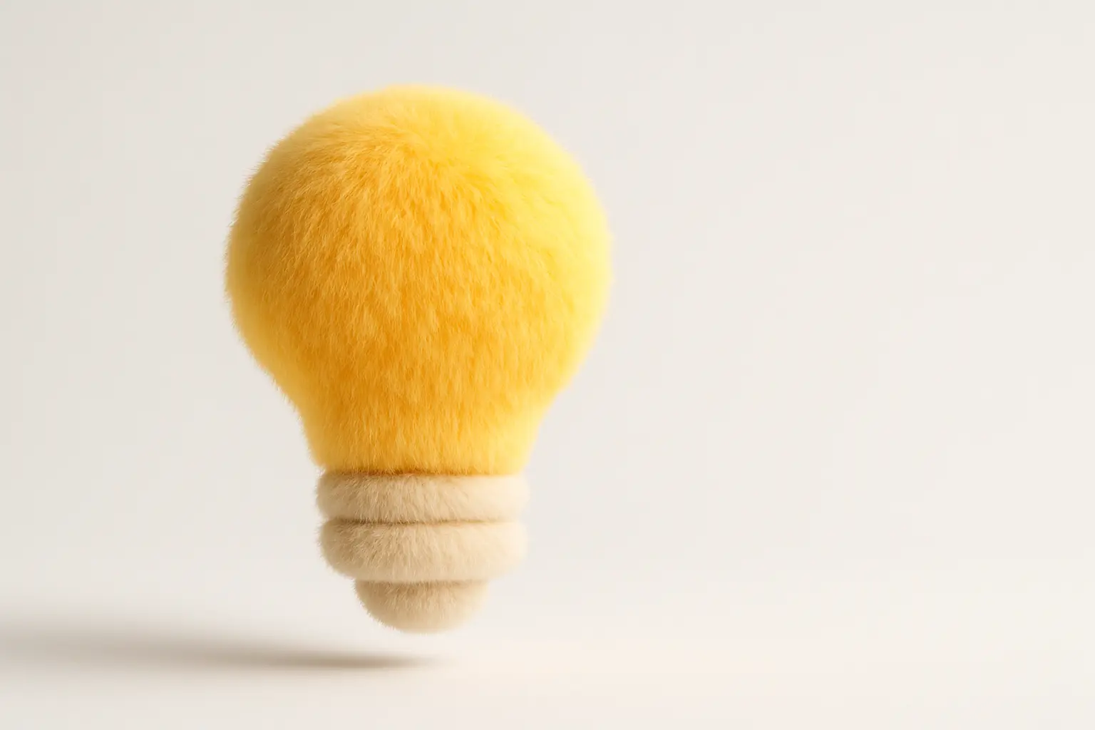 Fluffy light bulb icon 3D rendering