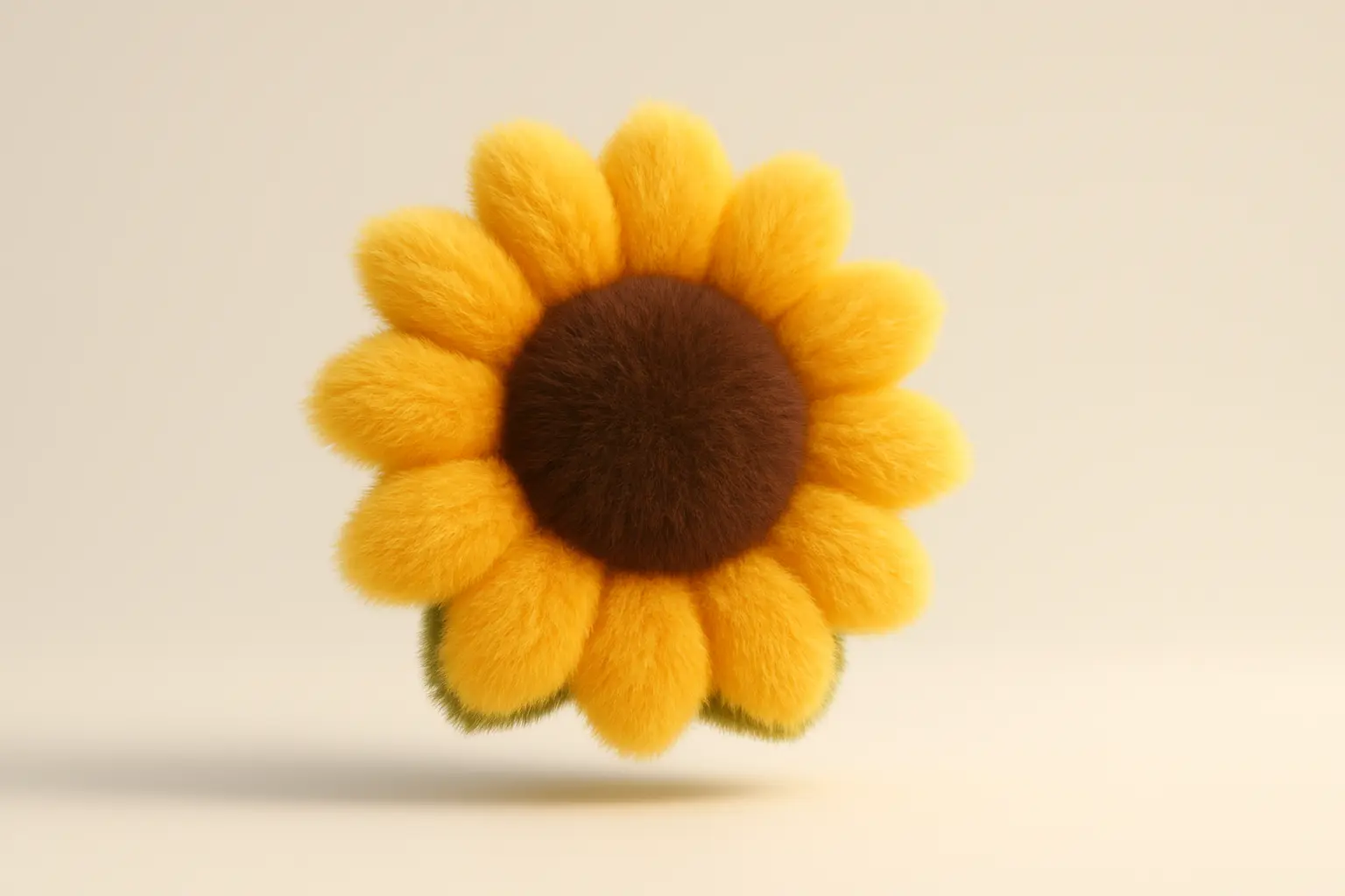 Fluffy sunflower icon with 3D quality