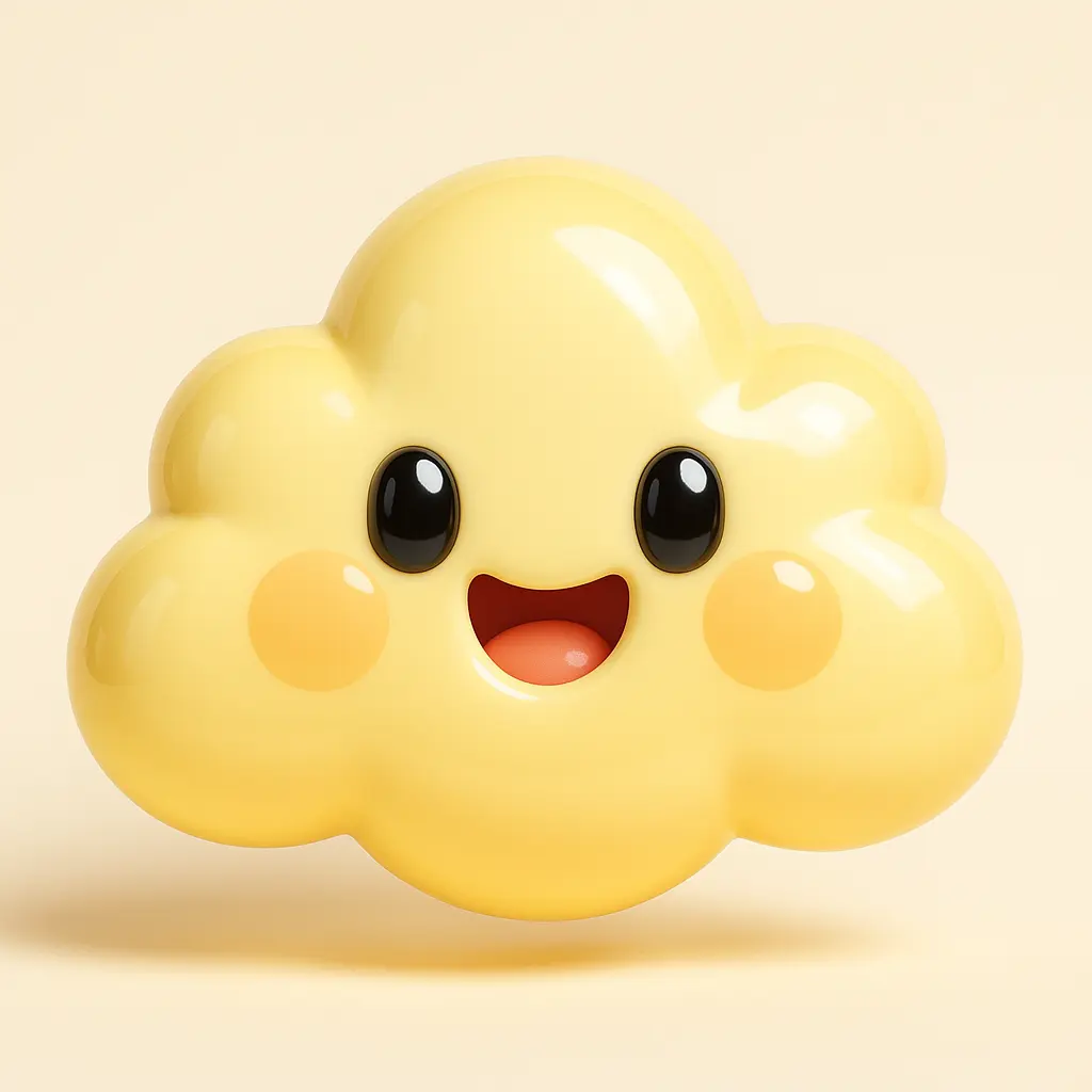 3D Glossy Icon template of a happy cloud