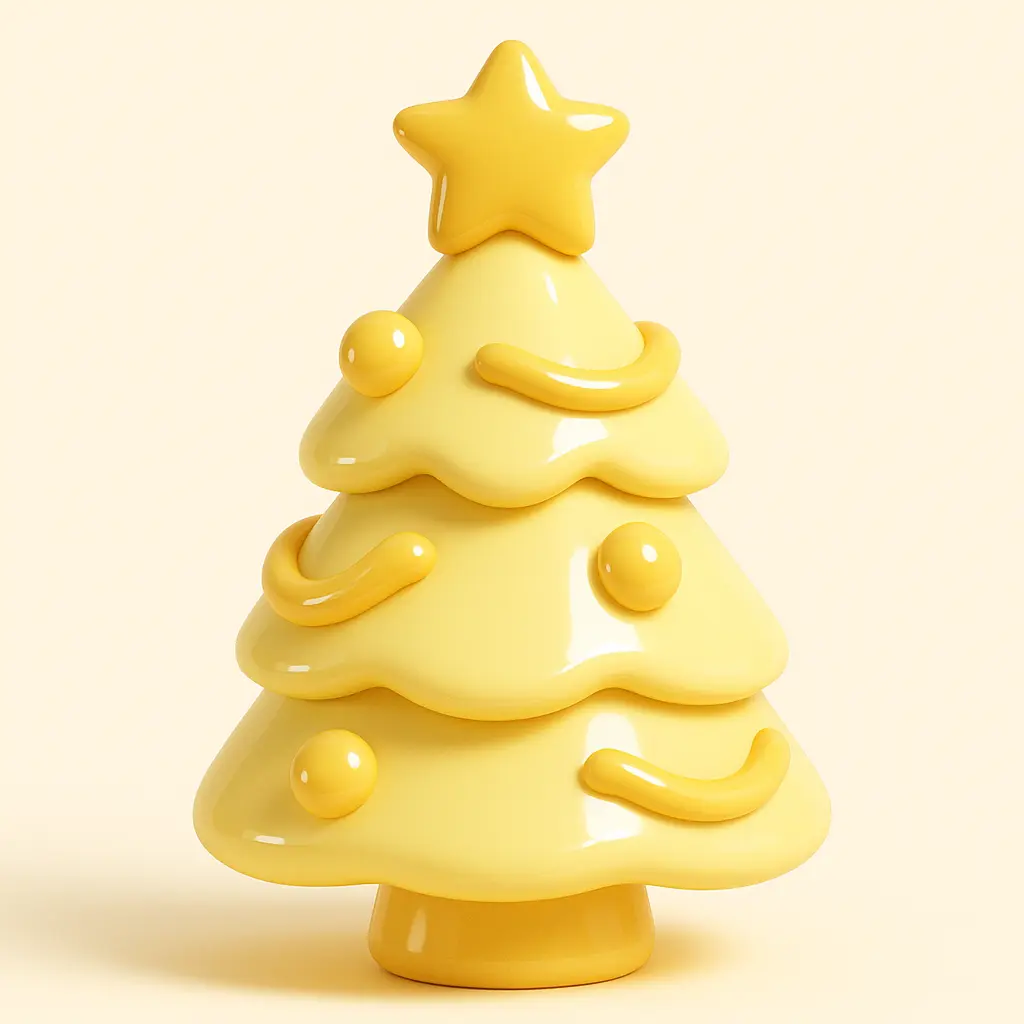 3D Glossy Icon template of a Christmas tree