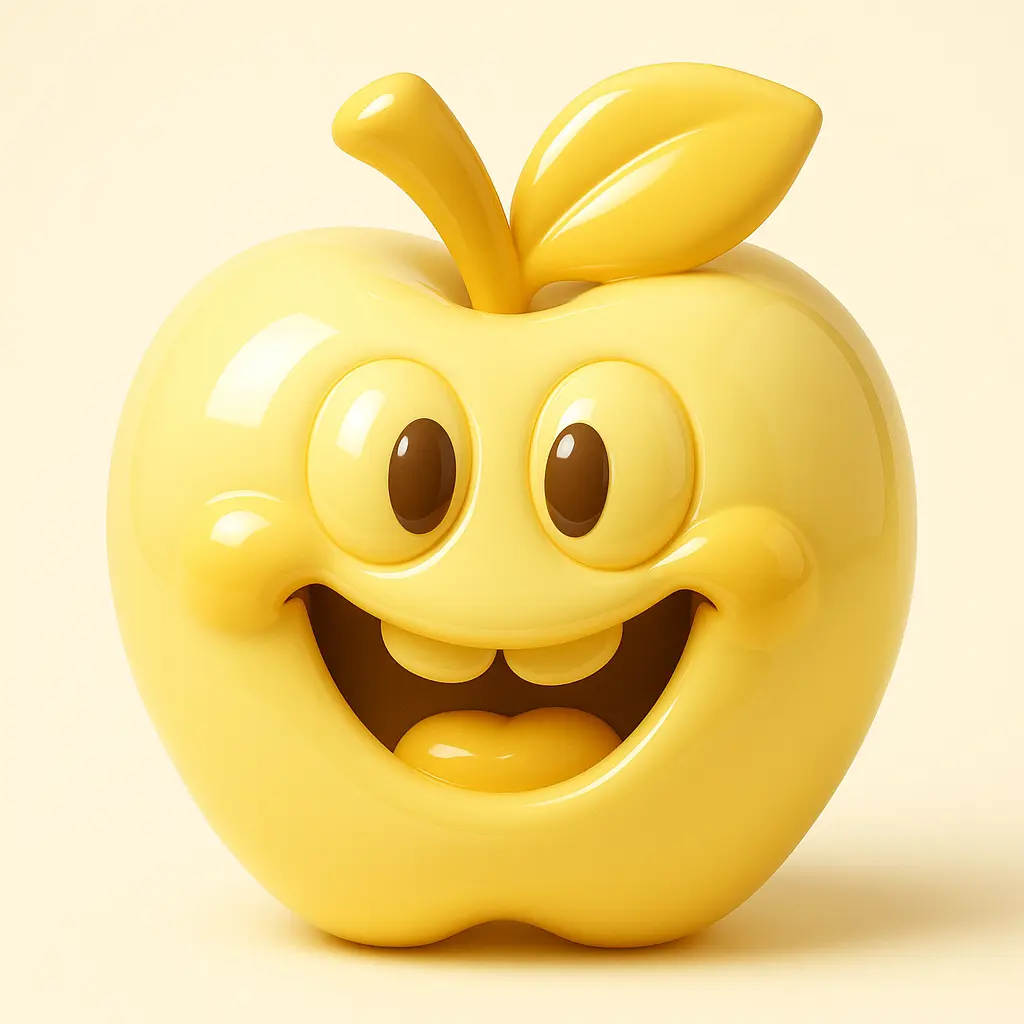 3D Glossy Icon template of a goofy apple