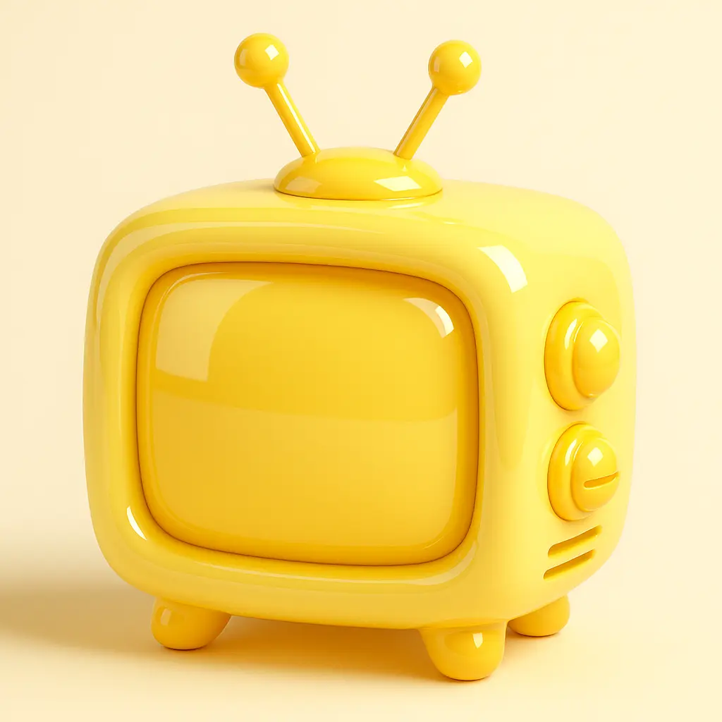 3D Glossy Icon template of a retro TV set