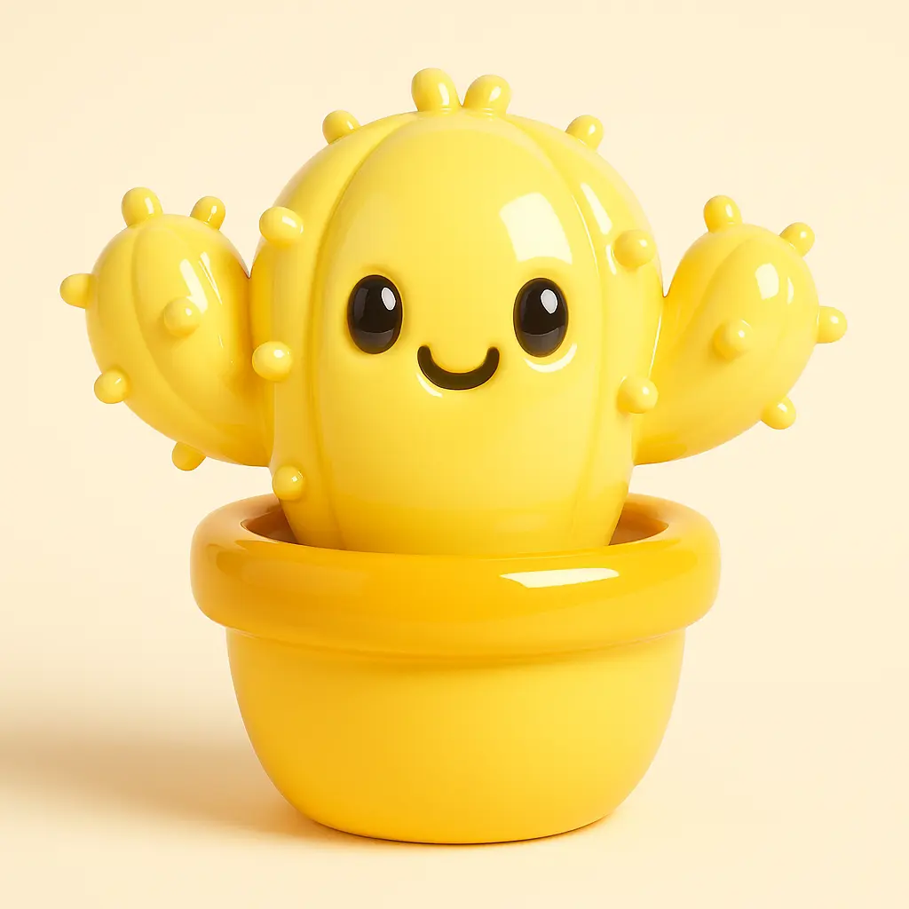 3D Glossy Icon template of a cactus