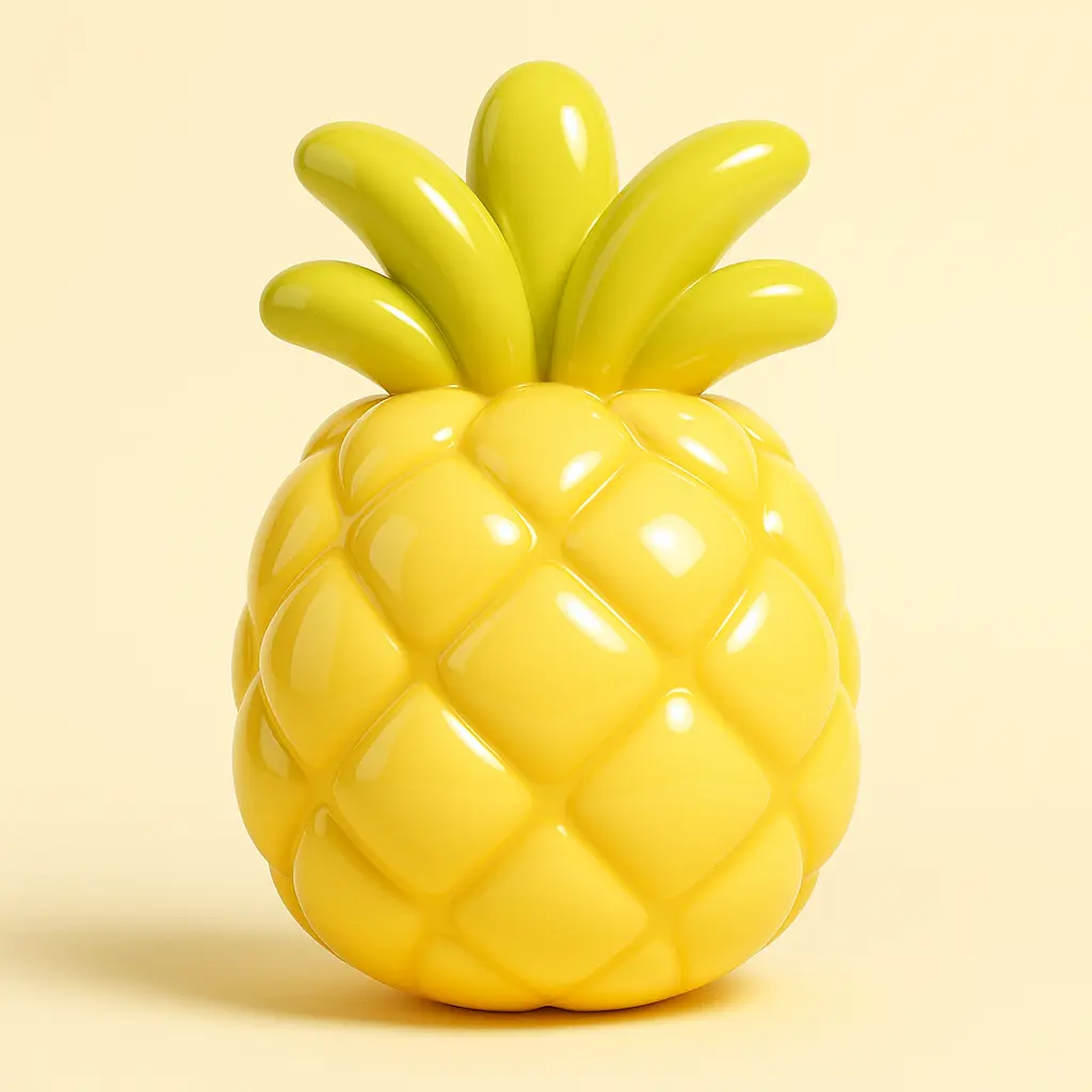 3D Glossy Icon template of a quirky pineapple
