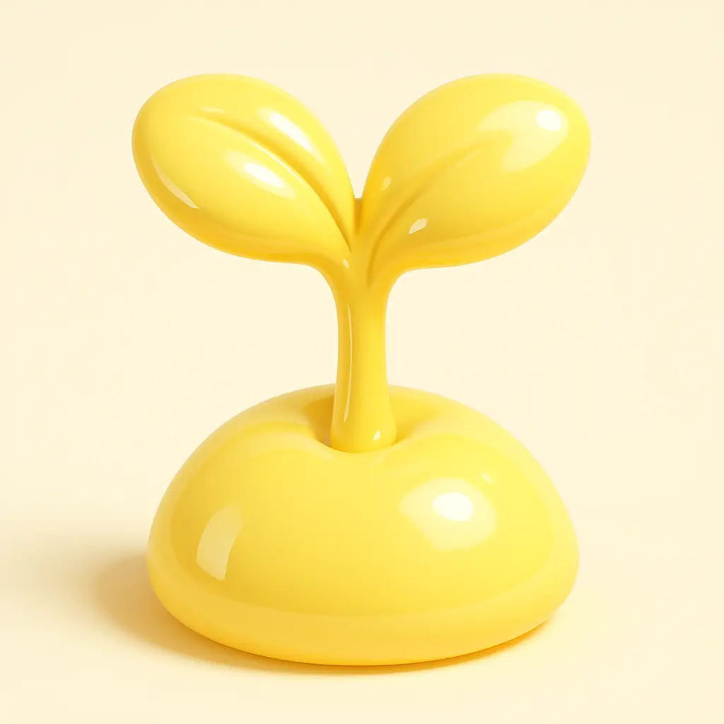 3D Glossy Icon template of a sprouting plant