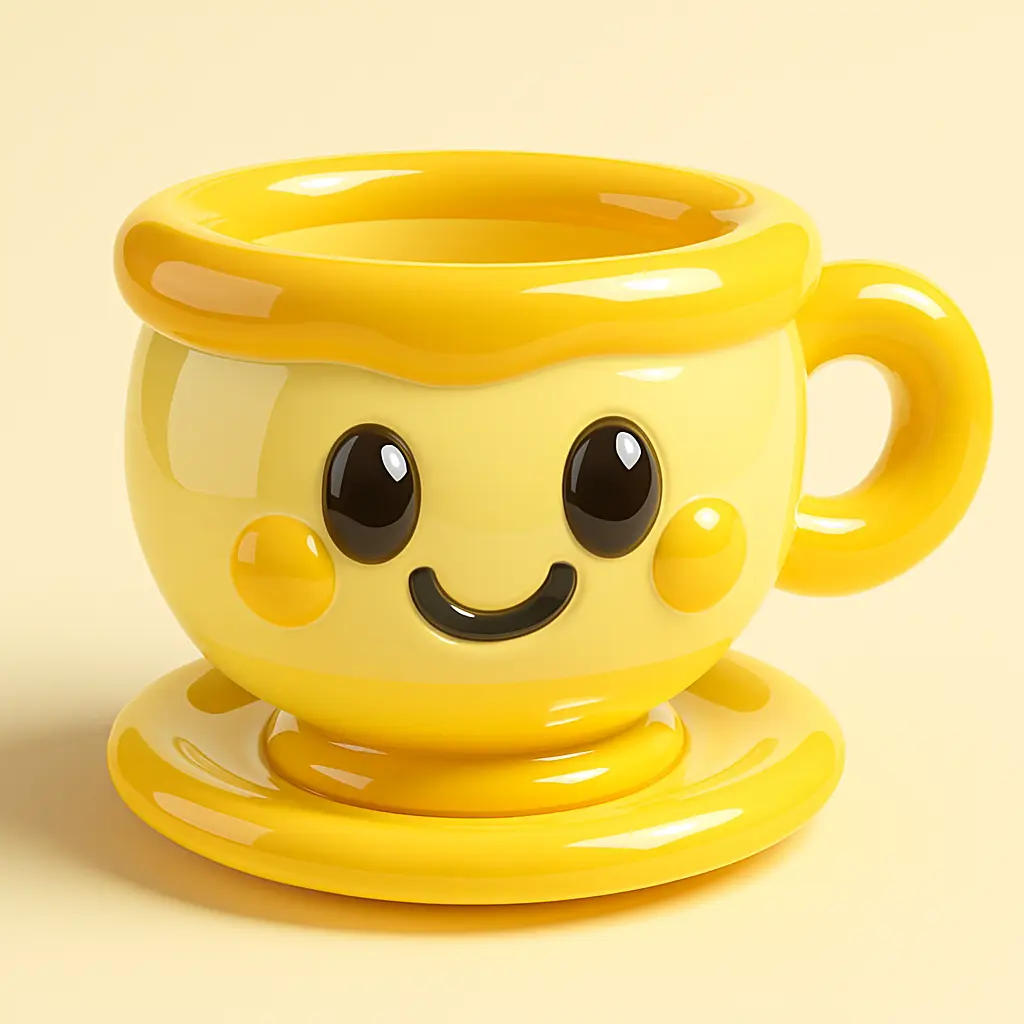 3D Glossy Icon template of a wacky teacup