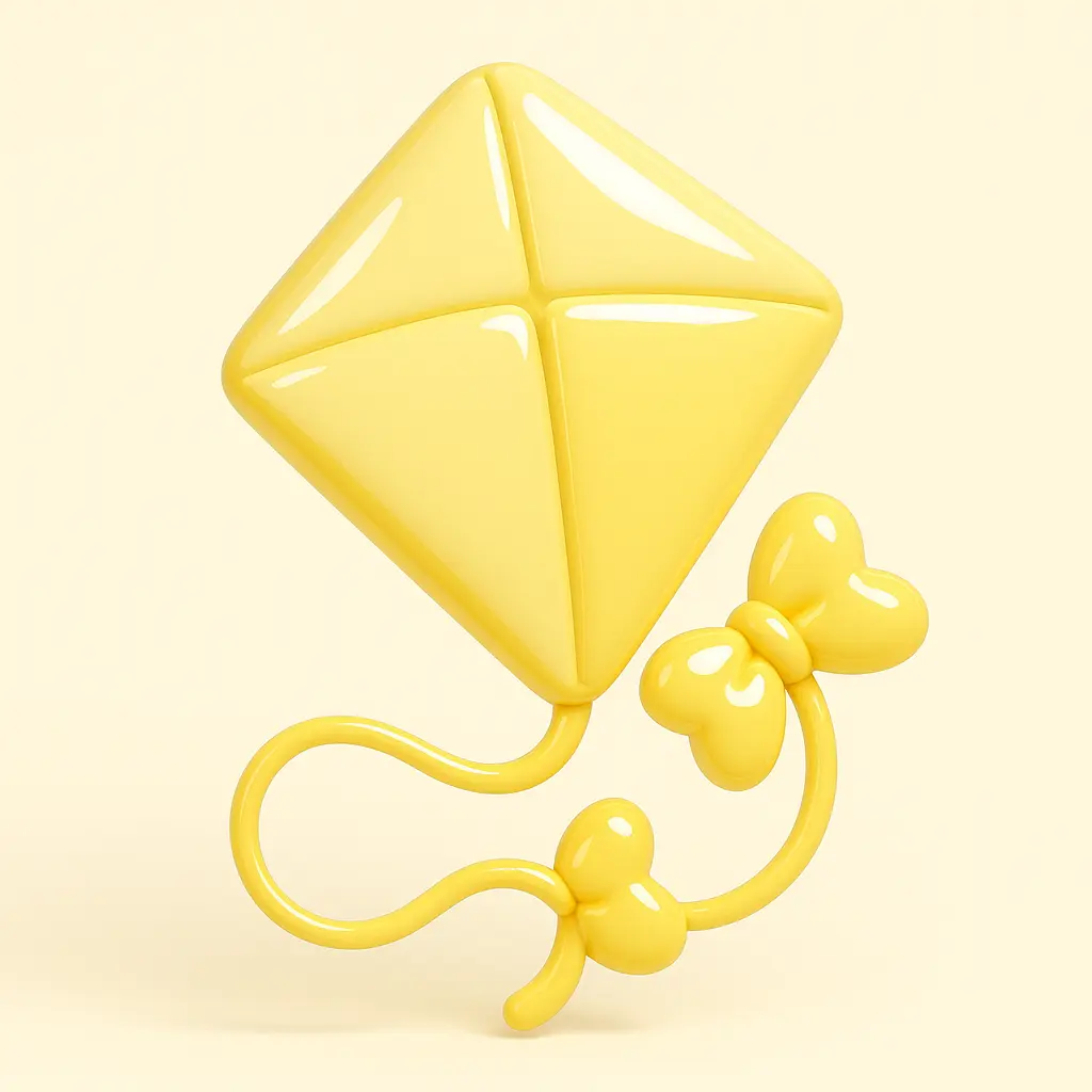 3D Glossy Icon template of a spirited kite