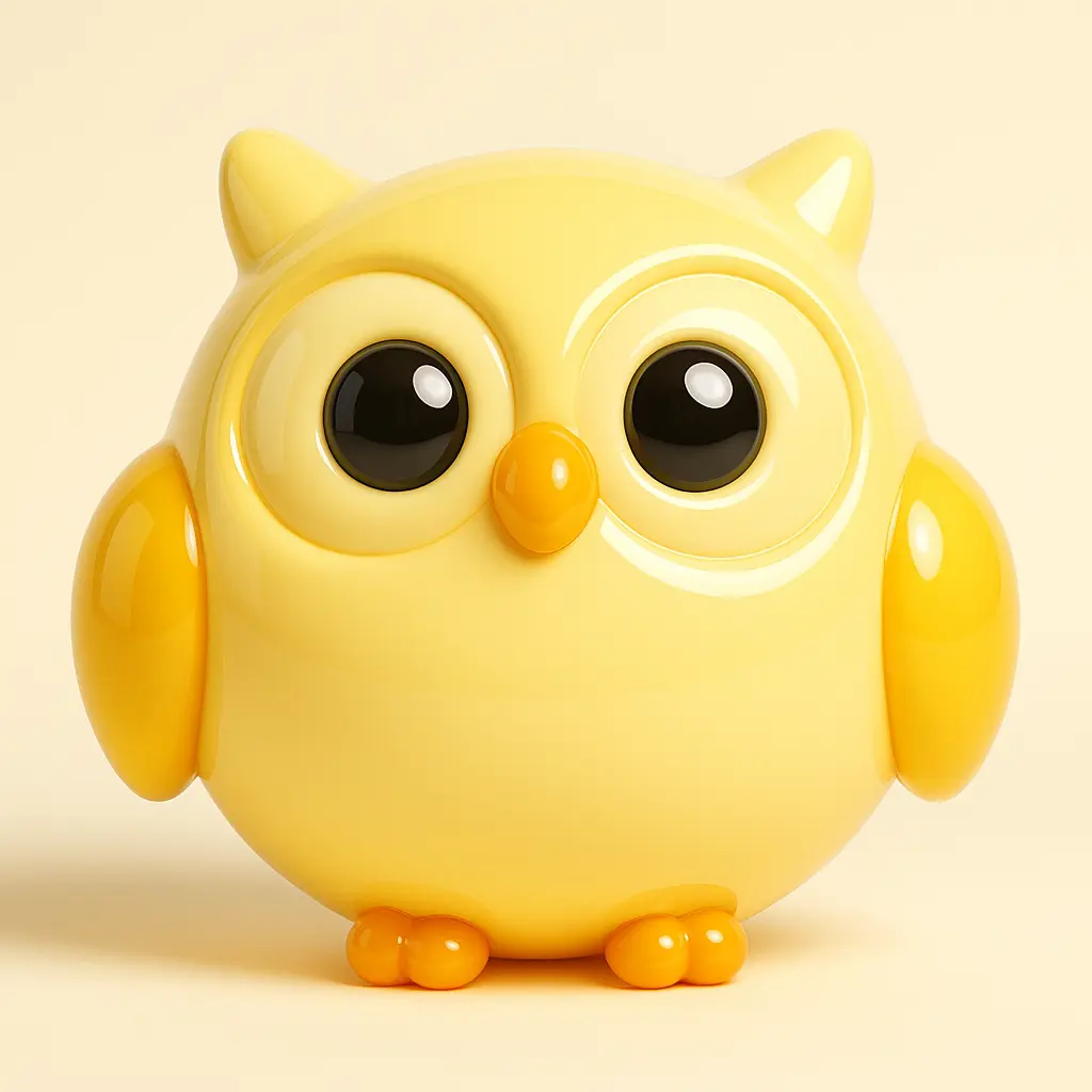 3D Glossy Icon template of an owl