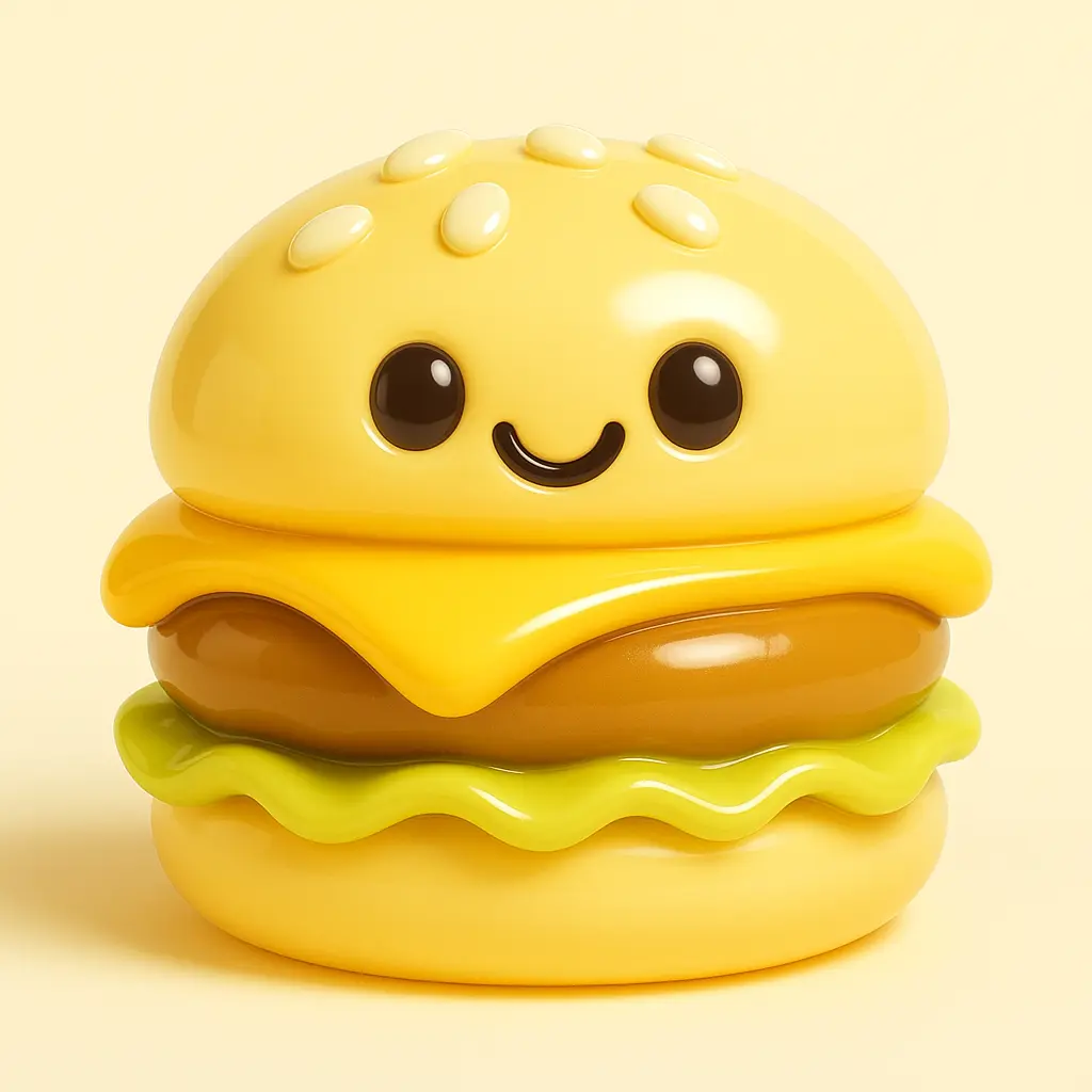 3D Glossy Icon template of a hamburger