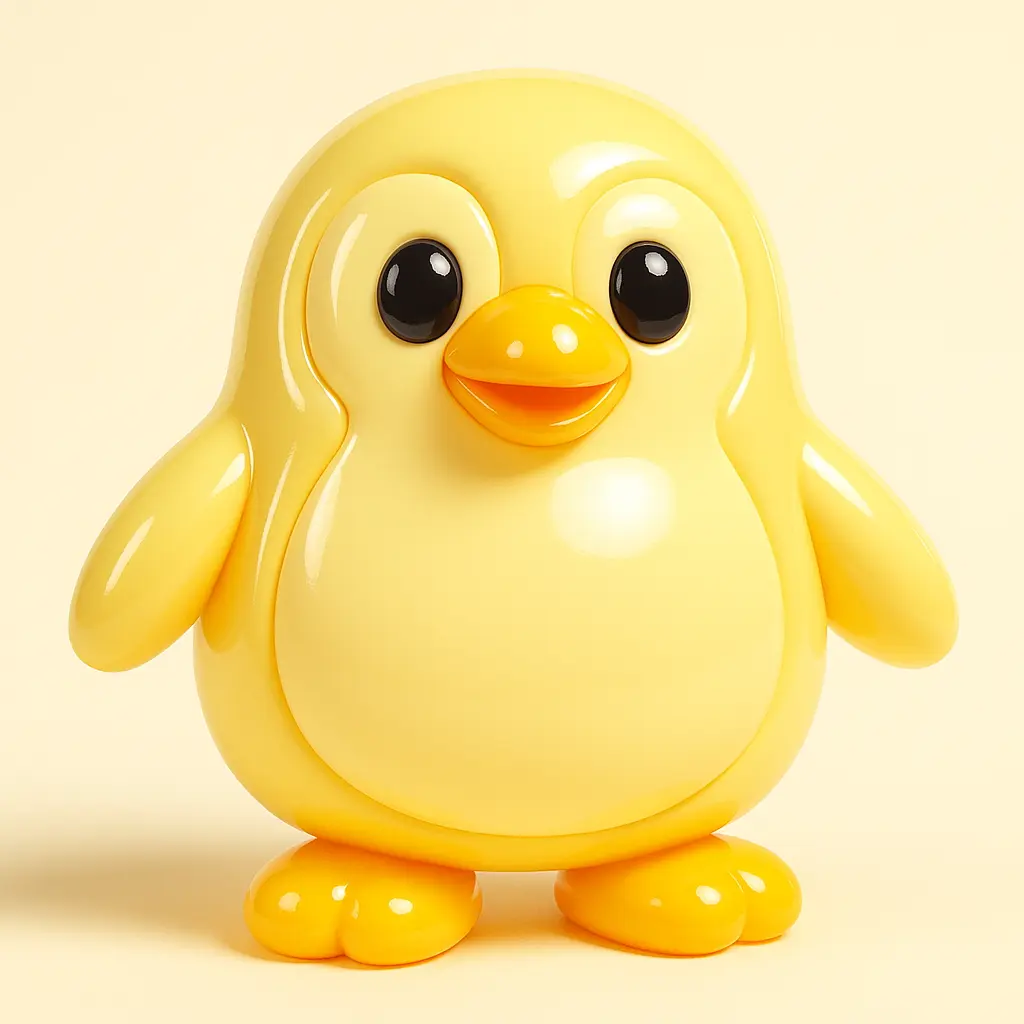 3D Glossy Icon template of a penguin