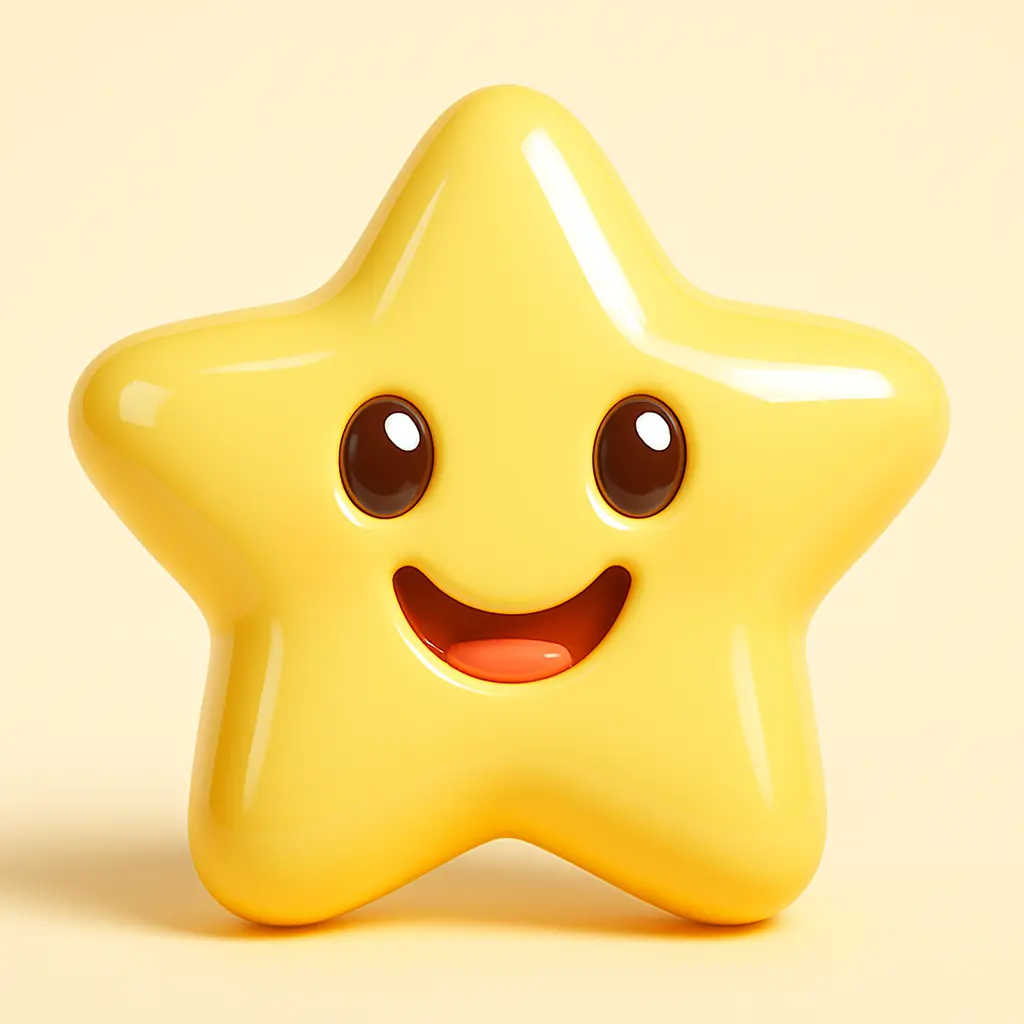 3D Glossy Icon template of a cheerful star