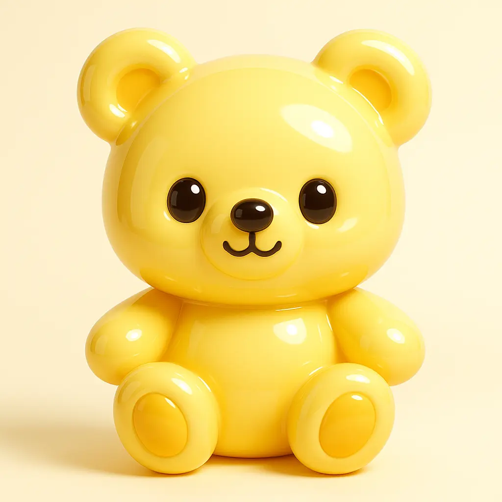 3D Glossy Icon template of a bear cub