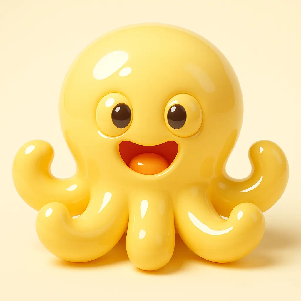 3D Glossy Icon template of an octopus