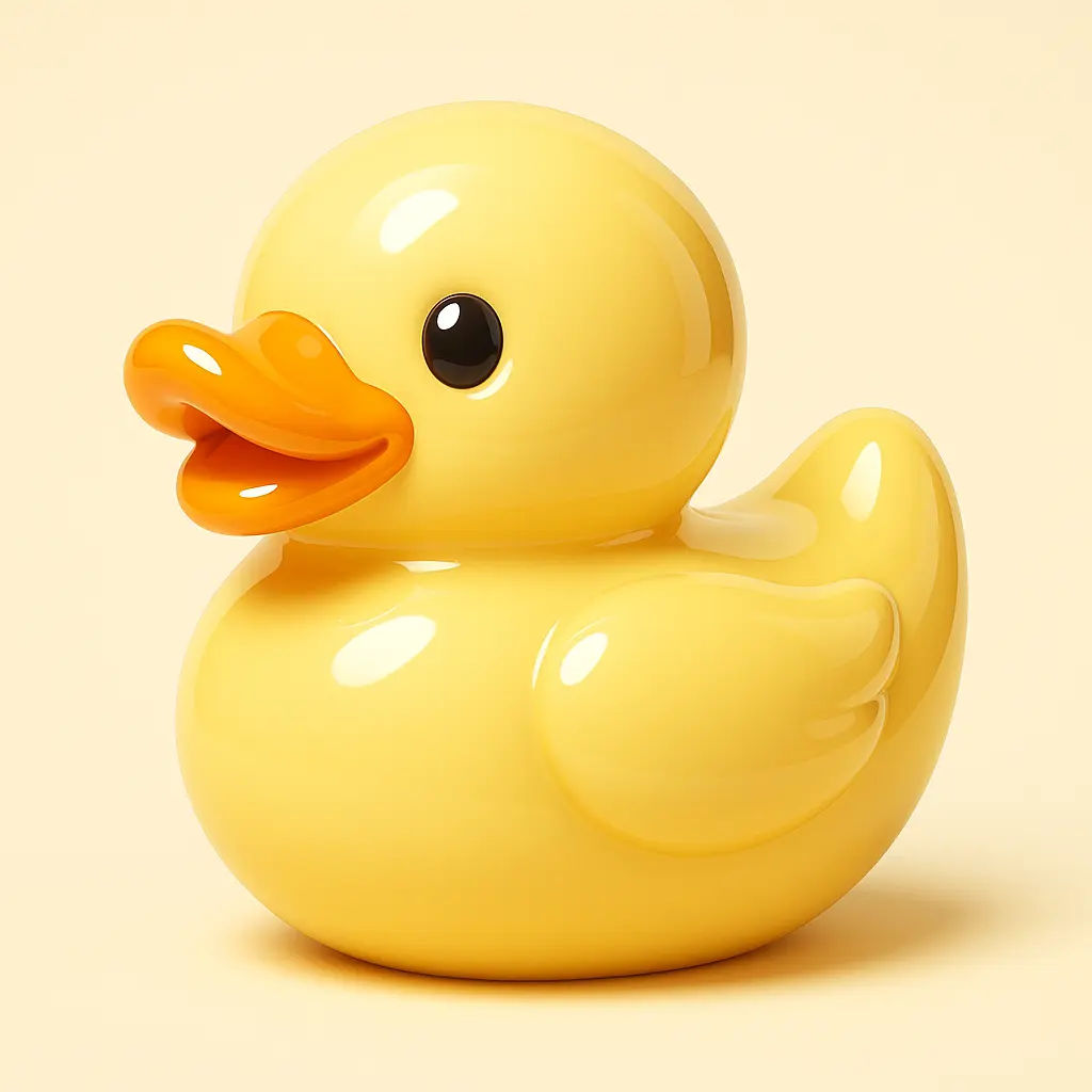 3D Glossy Icon template of a rubber duck