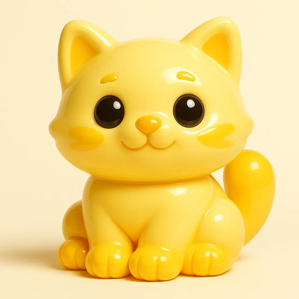 3D Glossy Icon template of a snuggly kitten