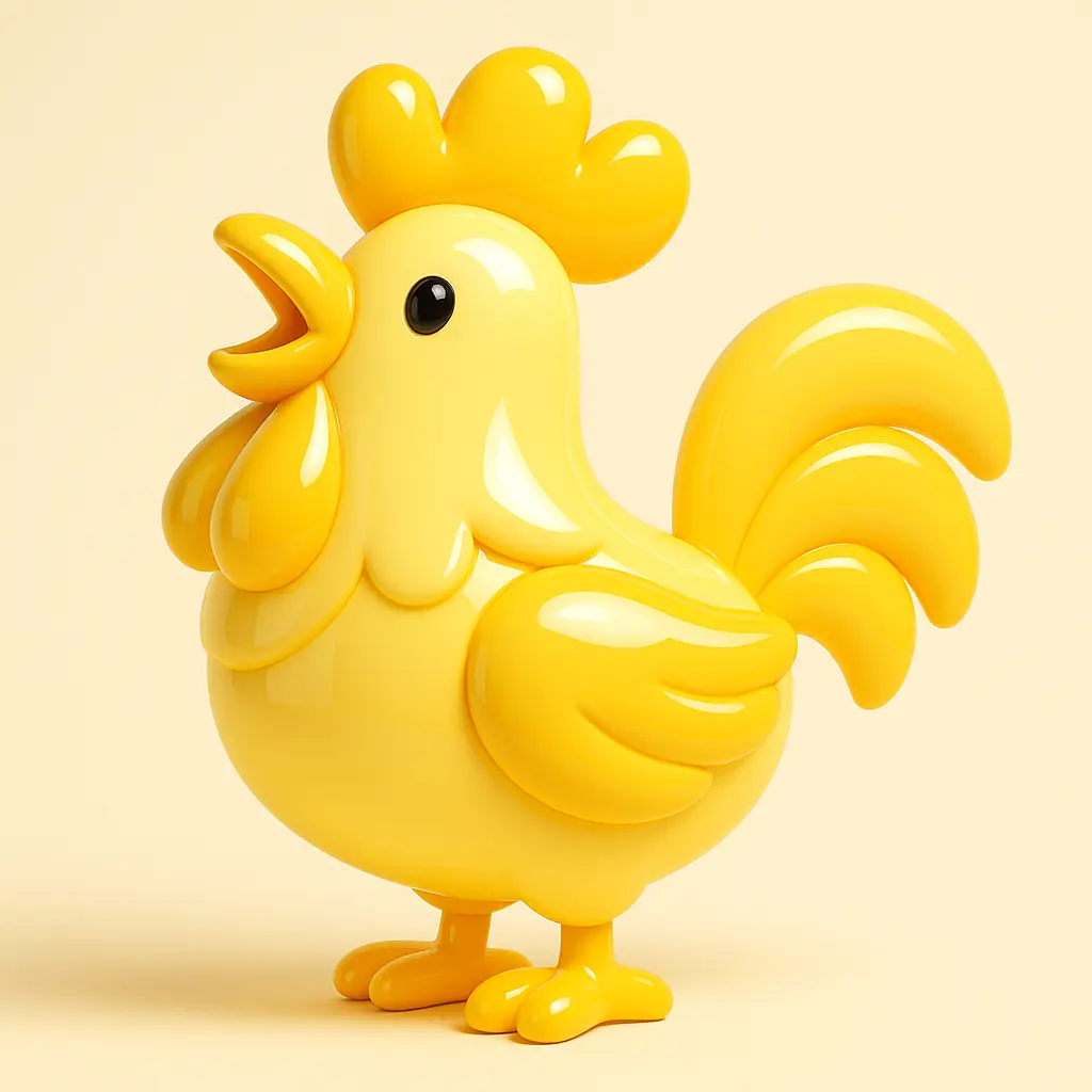 3D Glossy Icon template of a rooster