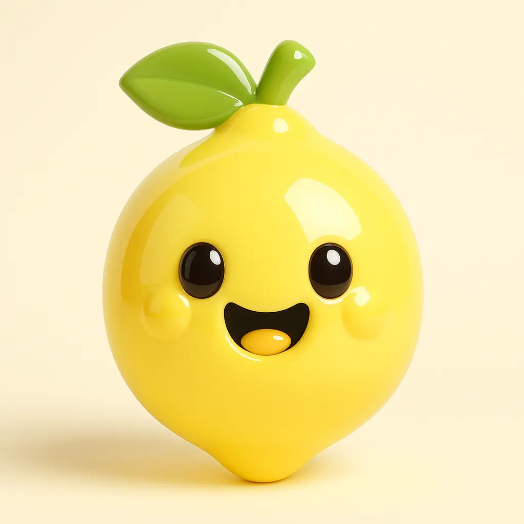 3D Glossy Icon template of a lemon
