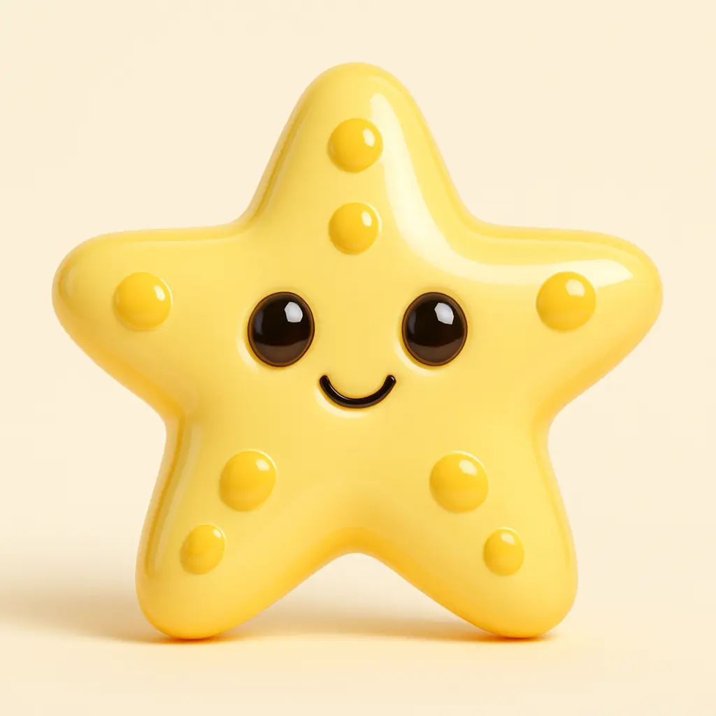 3D Glossy Icon template of a starfish