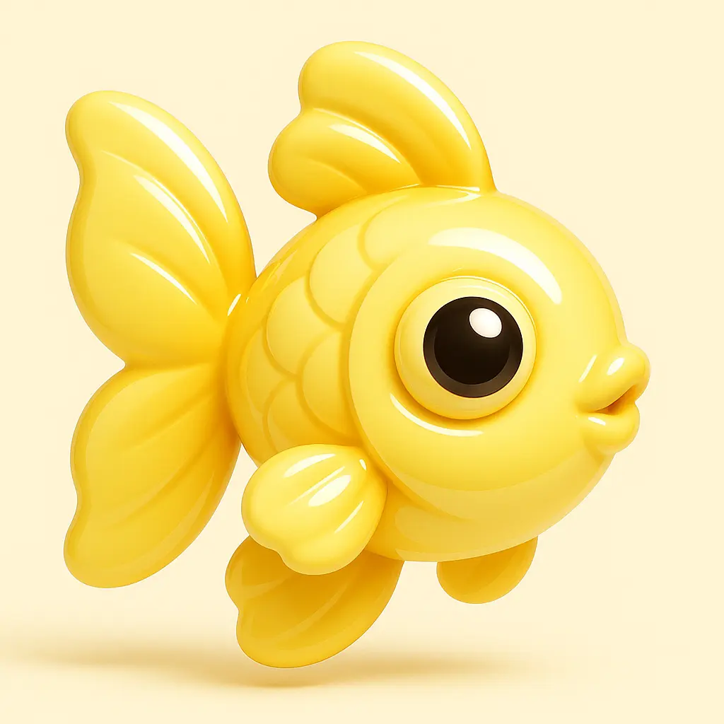 3D Glossy Icon template of a goldfish