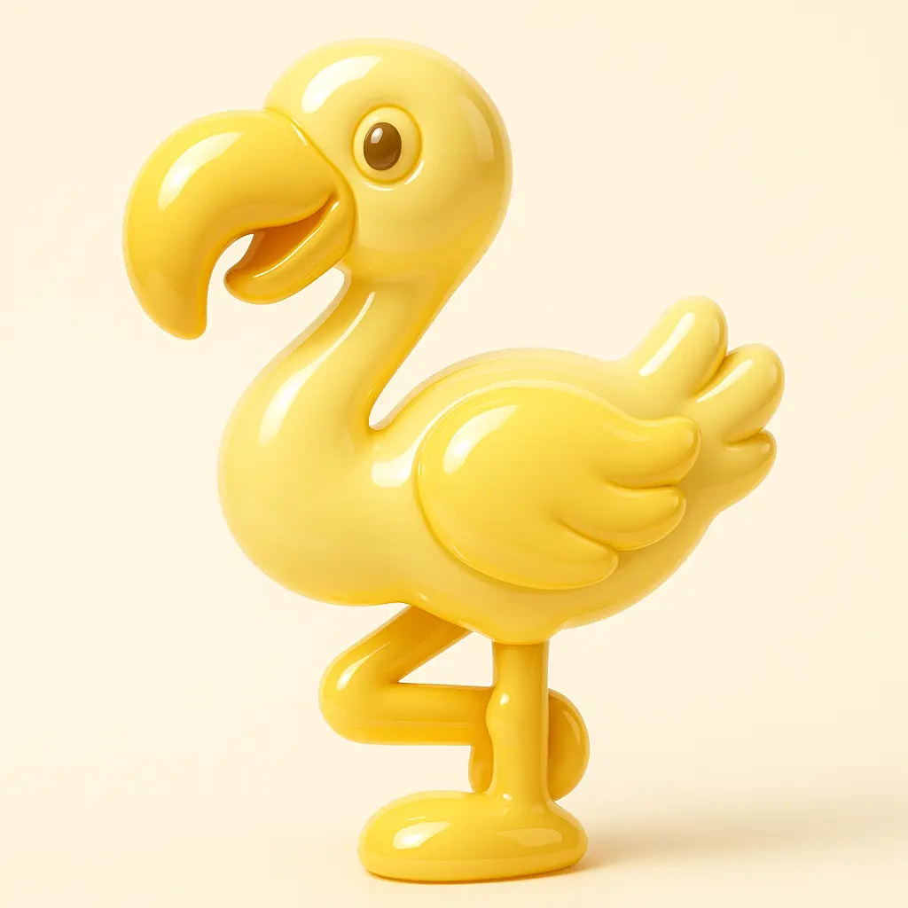 3D Glossy Icon template of a flamingo