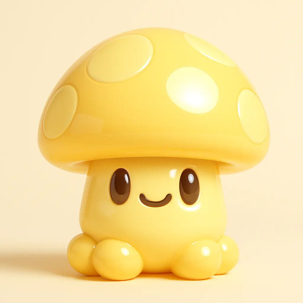 3D Glossy Icon template of a mushroom