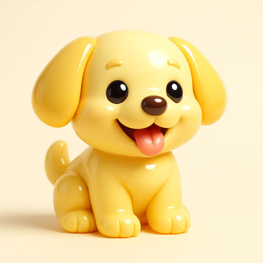 3D Glossy Icon template of a happy puppy