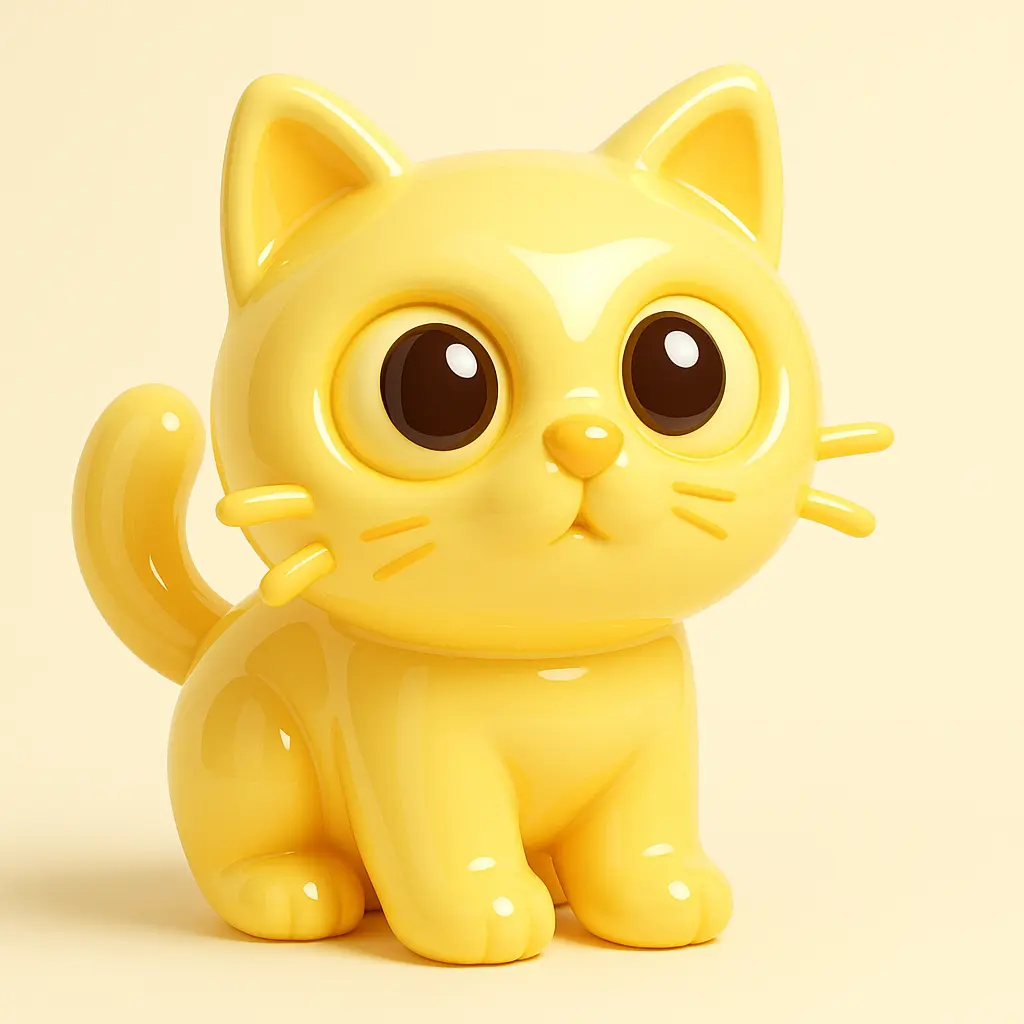 3D Glossy Icon template of a curious cat