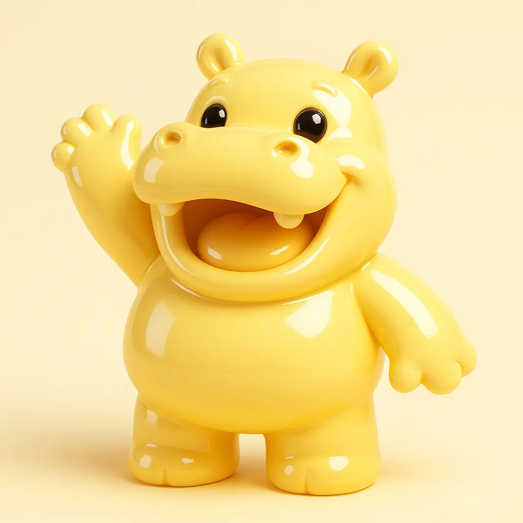 3D Glossy Icon template of a hippo