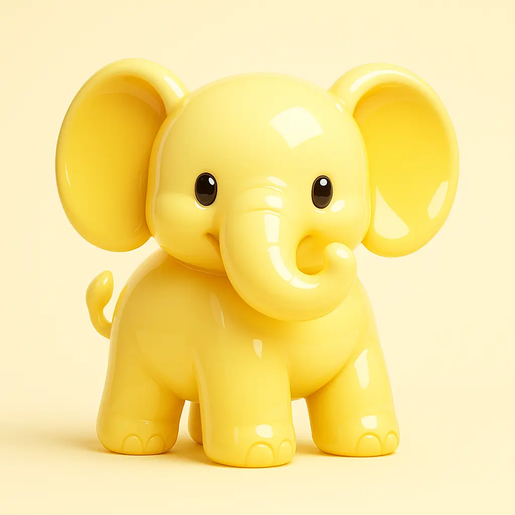 3D Glossy Icon template of a playful elephant