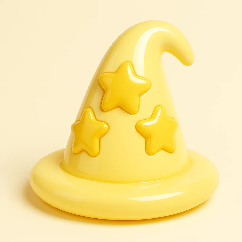 3D Glossy Icon template of a wizard hat