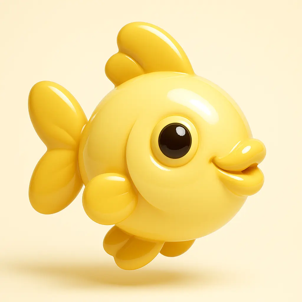 3D Glossy Icon template of a lively fish