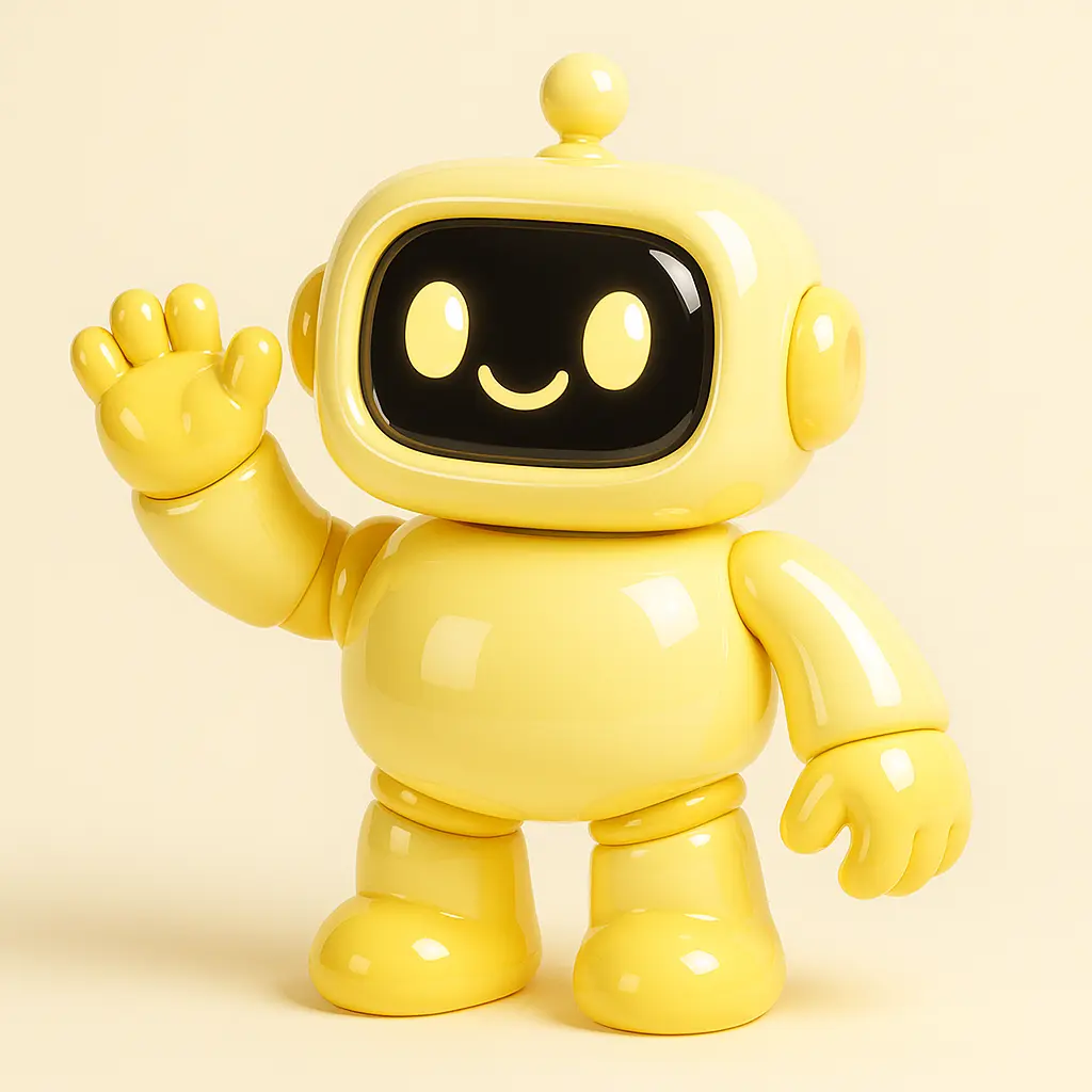 3D Glossy Icon template of a friendly robot