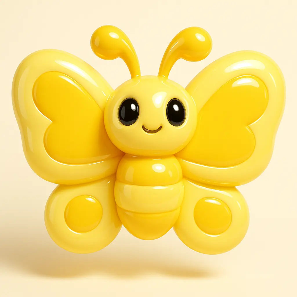 3D Glossy Icon template of a vibrant butterfly