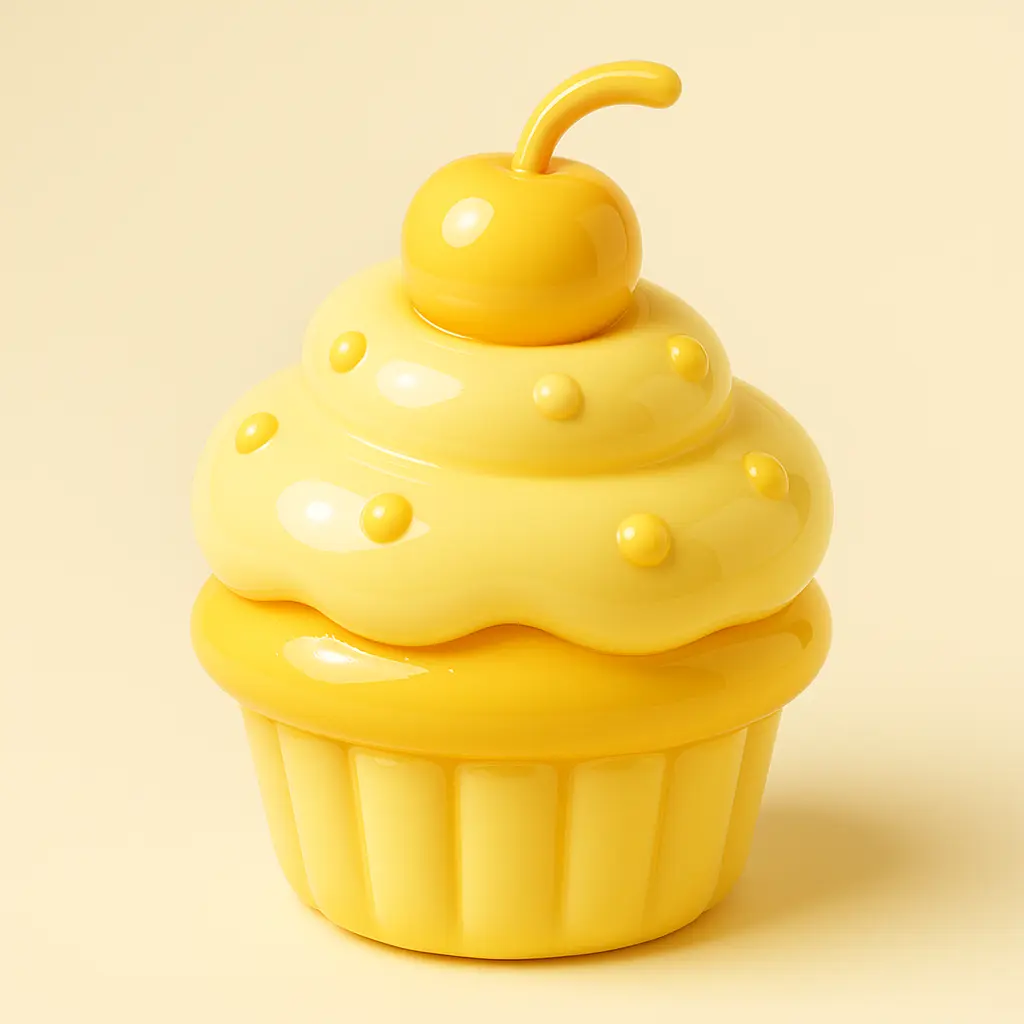 3D Glossy Icon template of a delightful cupcake