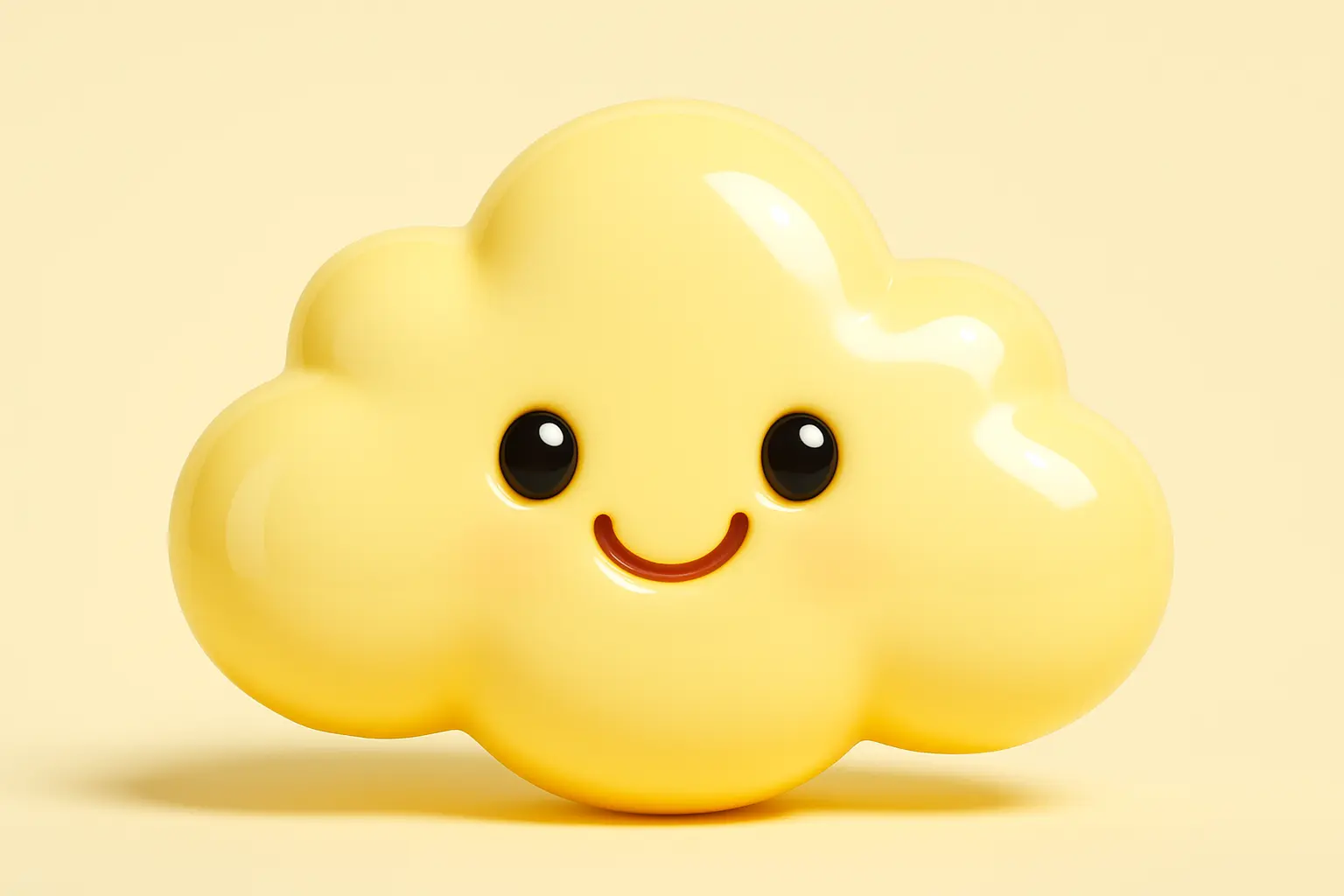 3D Glossy Icon template of a happy cloud