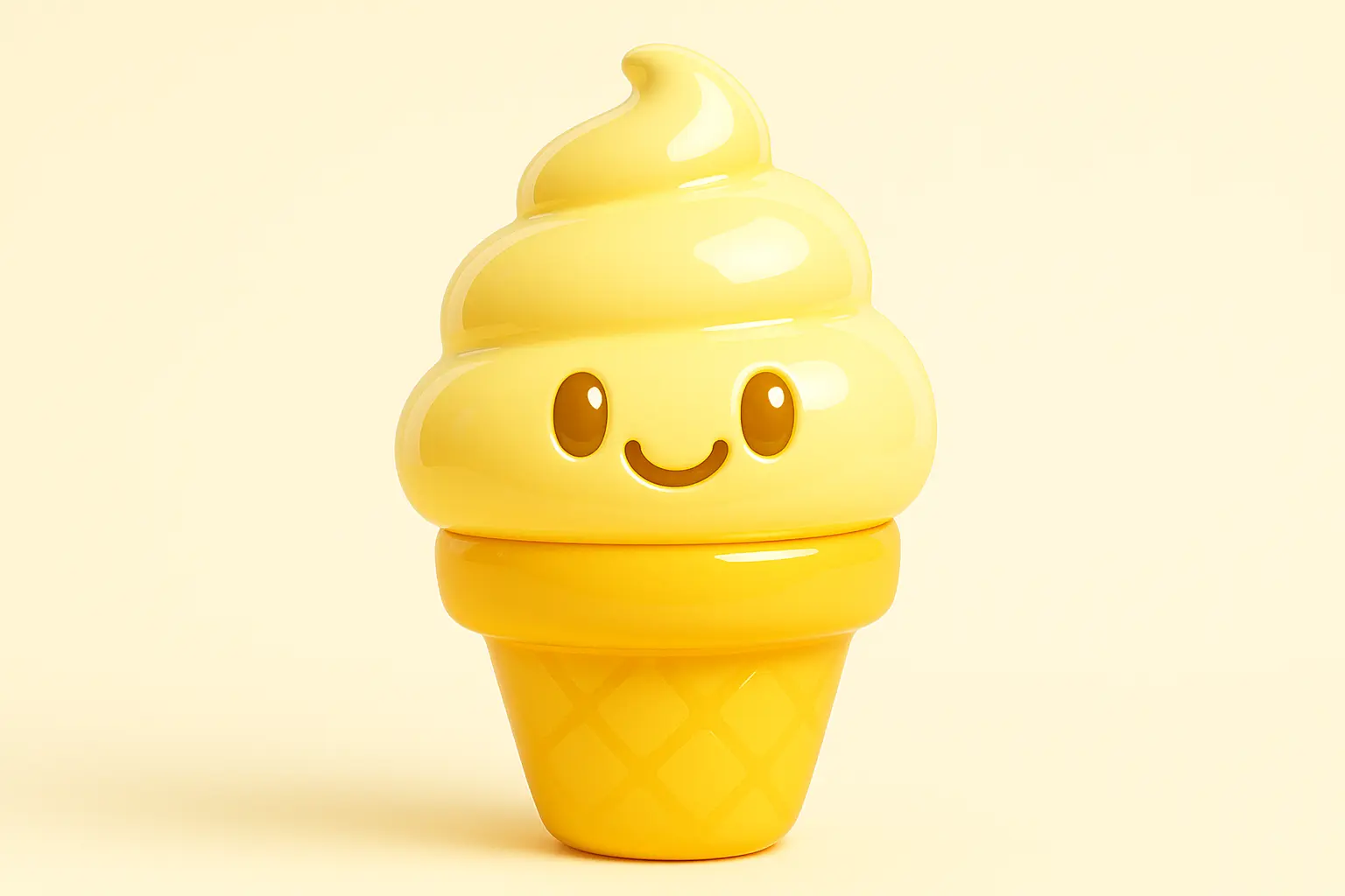 3D Glossy Icon template of an ice cream cone
