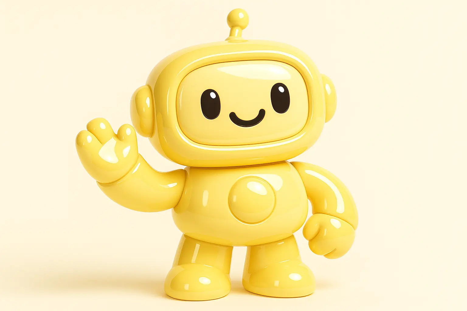 3D Glossy Icon template of a friendly robot