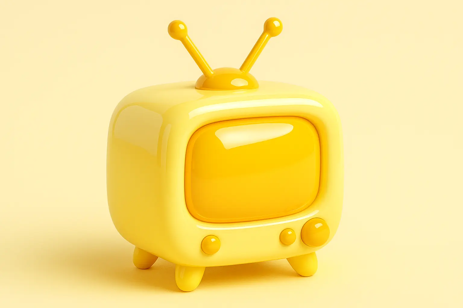 3D Glossy Icon template of a retro TV set