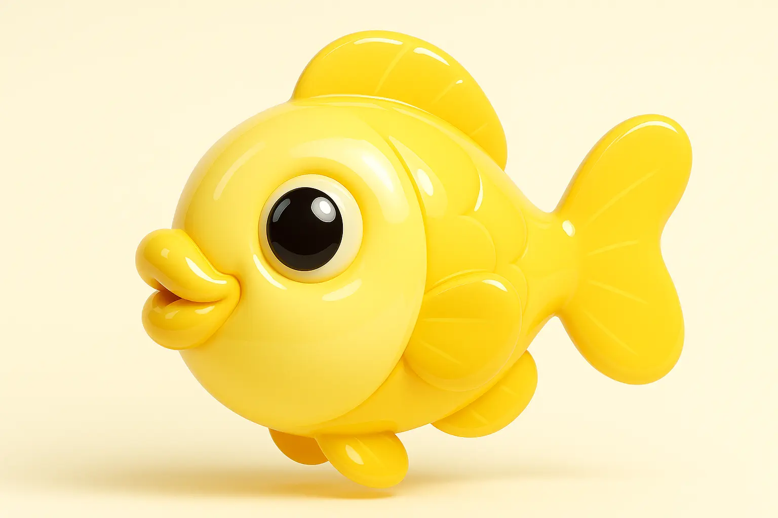 3D Glossy Icon template of a lively fish
