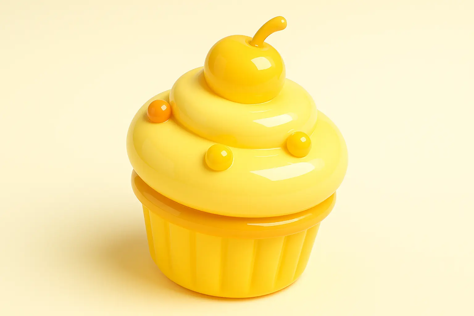 3D Glossy Icon template of a delightful cupcake