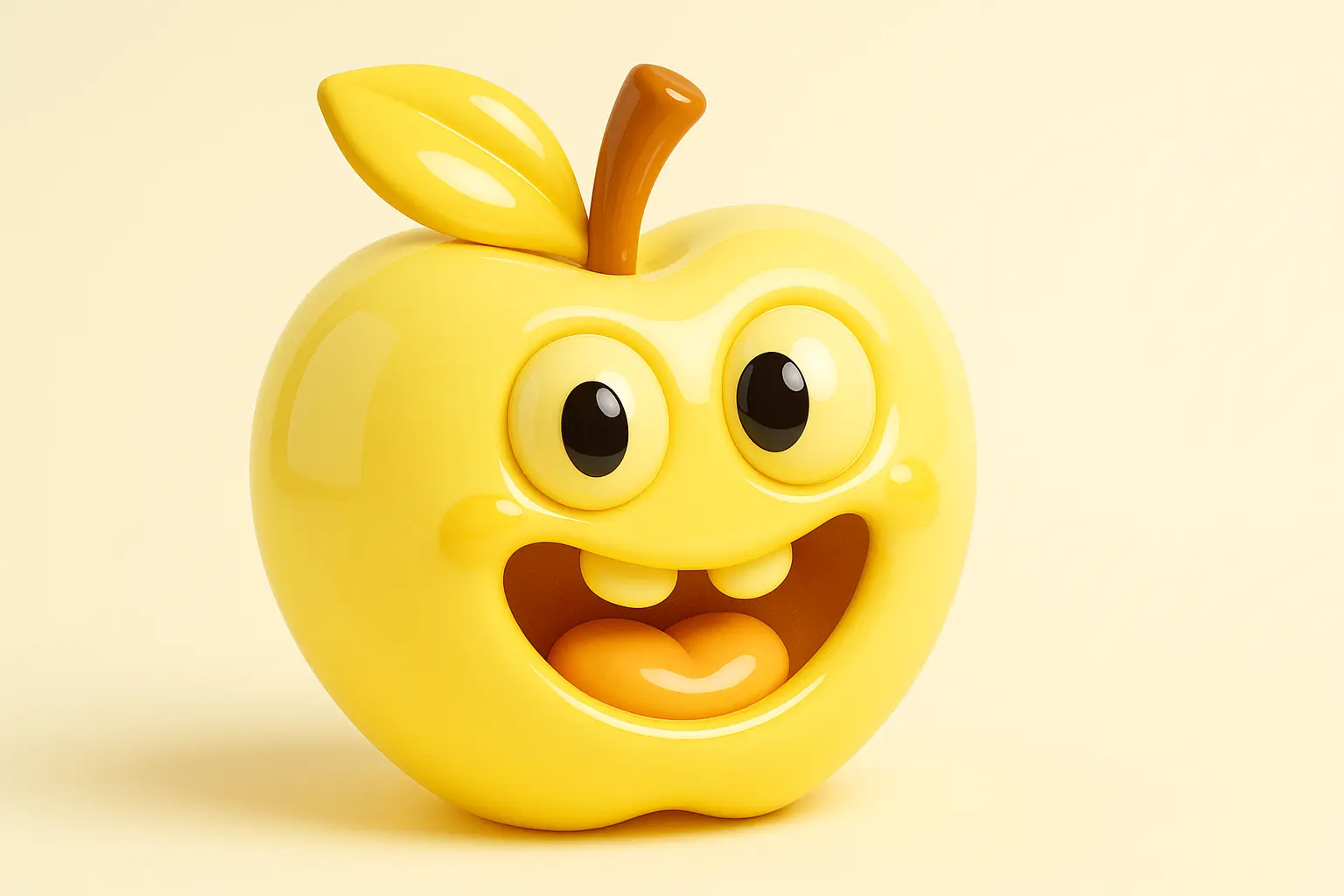 3D Glossy Icon template of a goofy apple